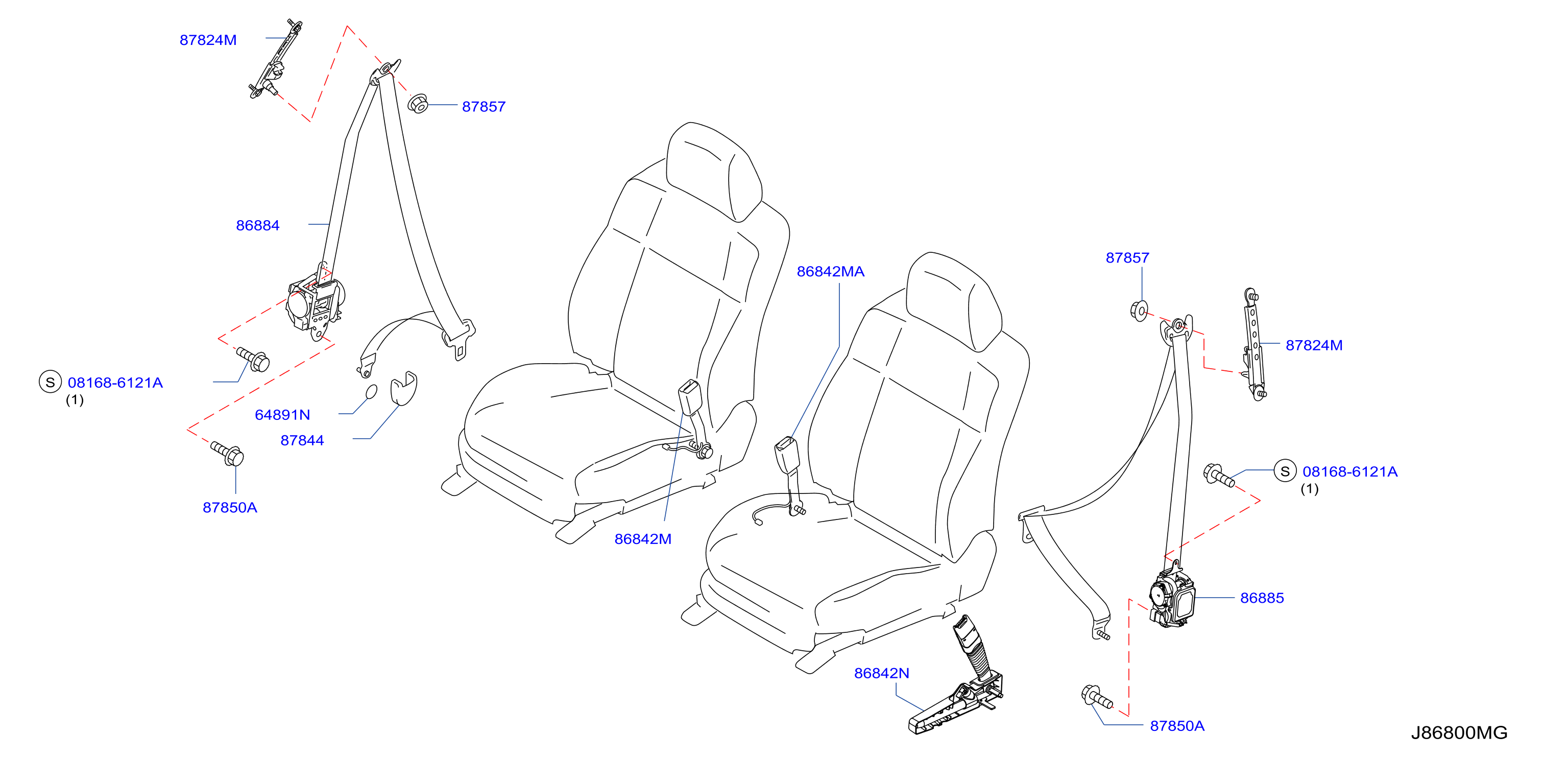 Diagram FRONT SEAT BELT for your INFINITI