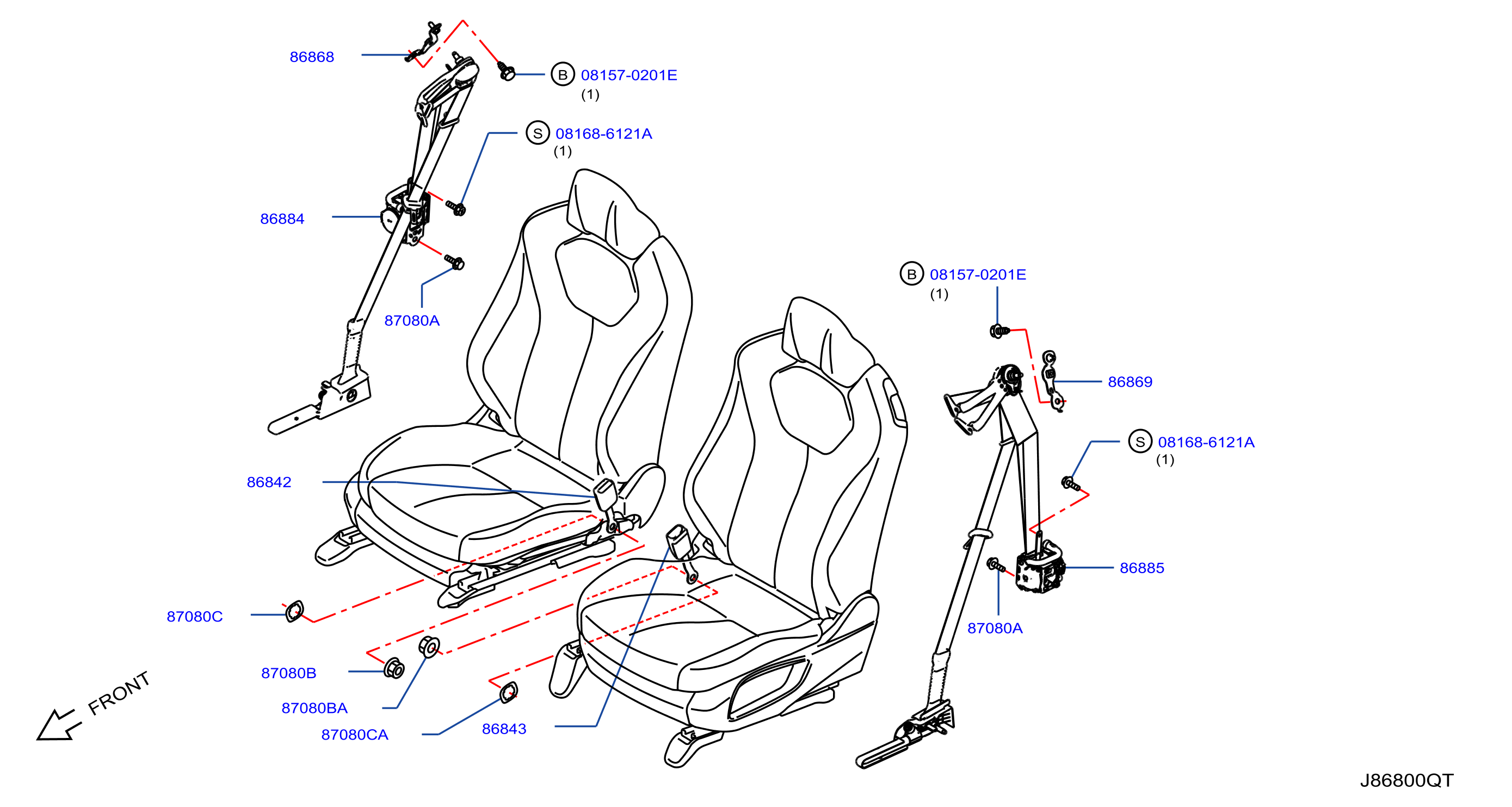 2020 Infiniti Q60 COUPE PREMIUM UPPER Seat Belt Lap and Shoulder Belt ...