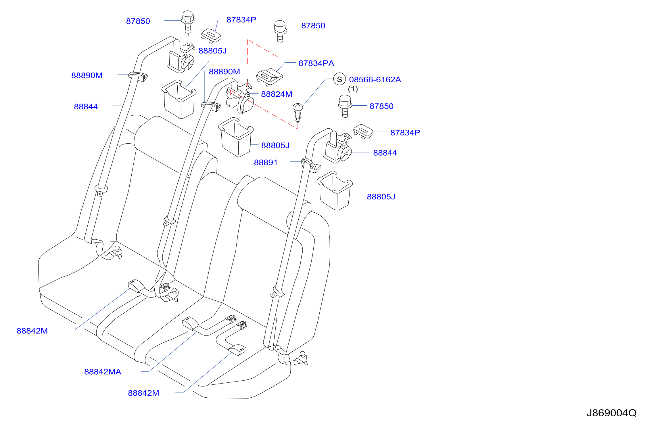 Diagram REAR SEAT BELT for your INFINITI