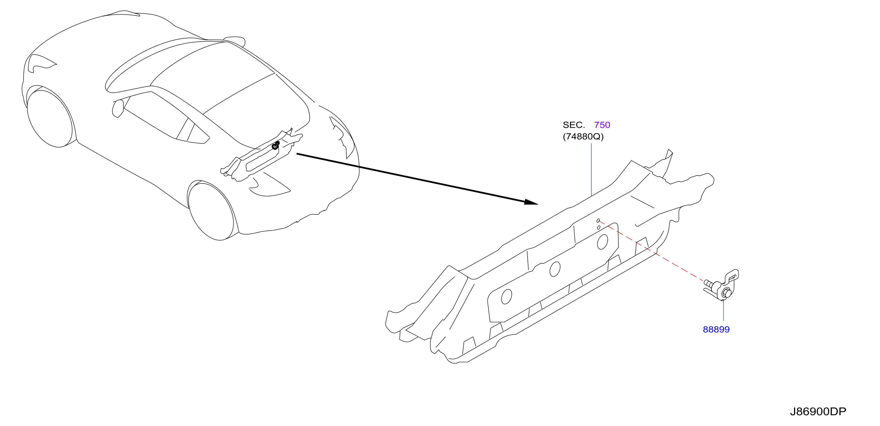 88894-1EA0A - Plate Tether Anchor - Genuine Nissan Part