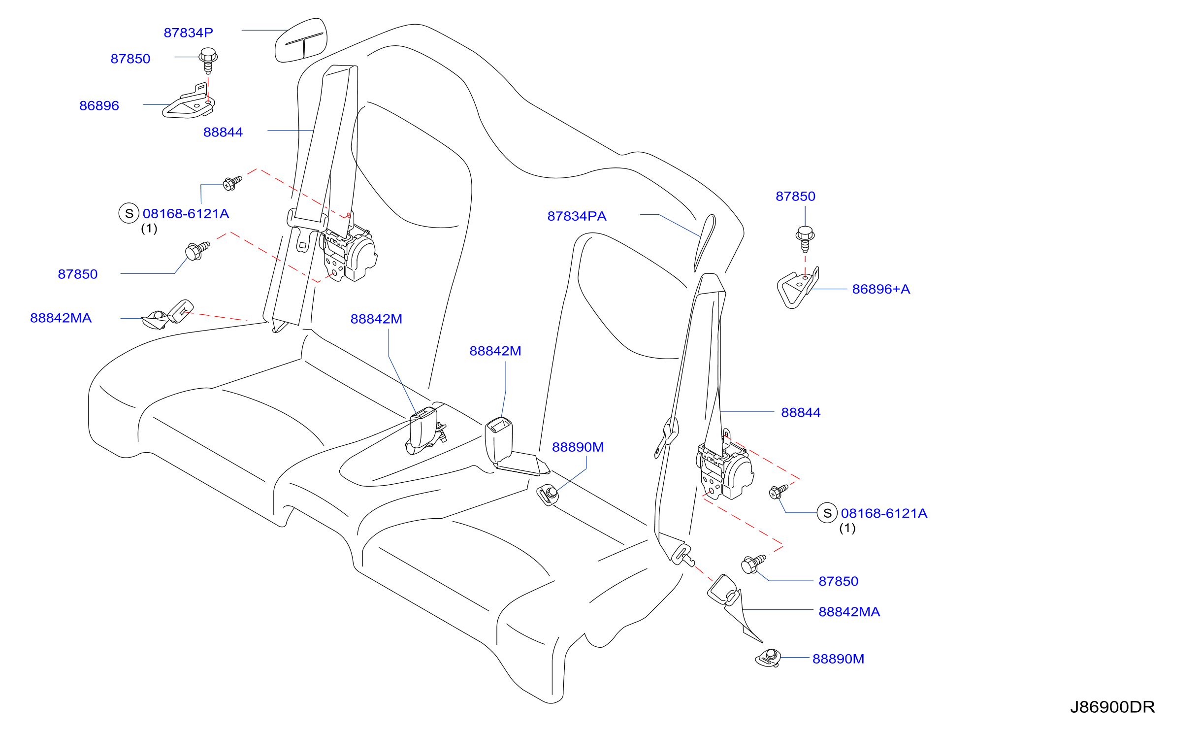 Diagram REAR SEAT BELT for your 2010 INFINITI G37   