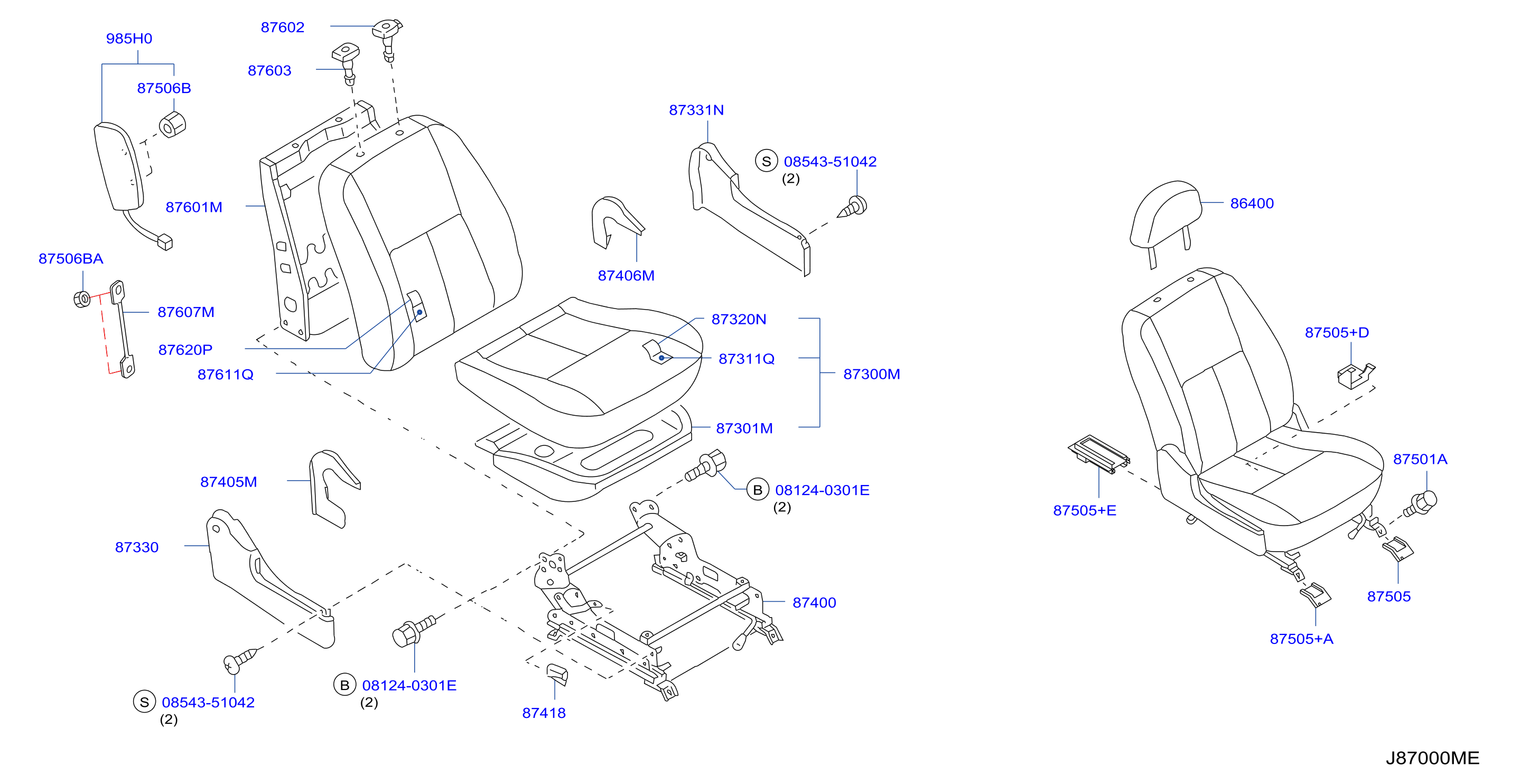 Diagram ASIENTO DELANTERO for your 2014 INFINITI M70   