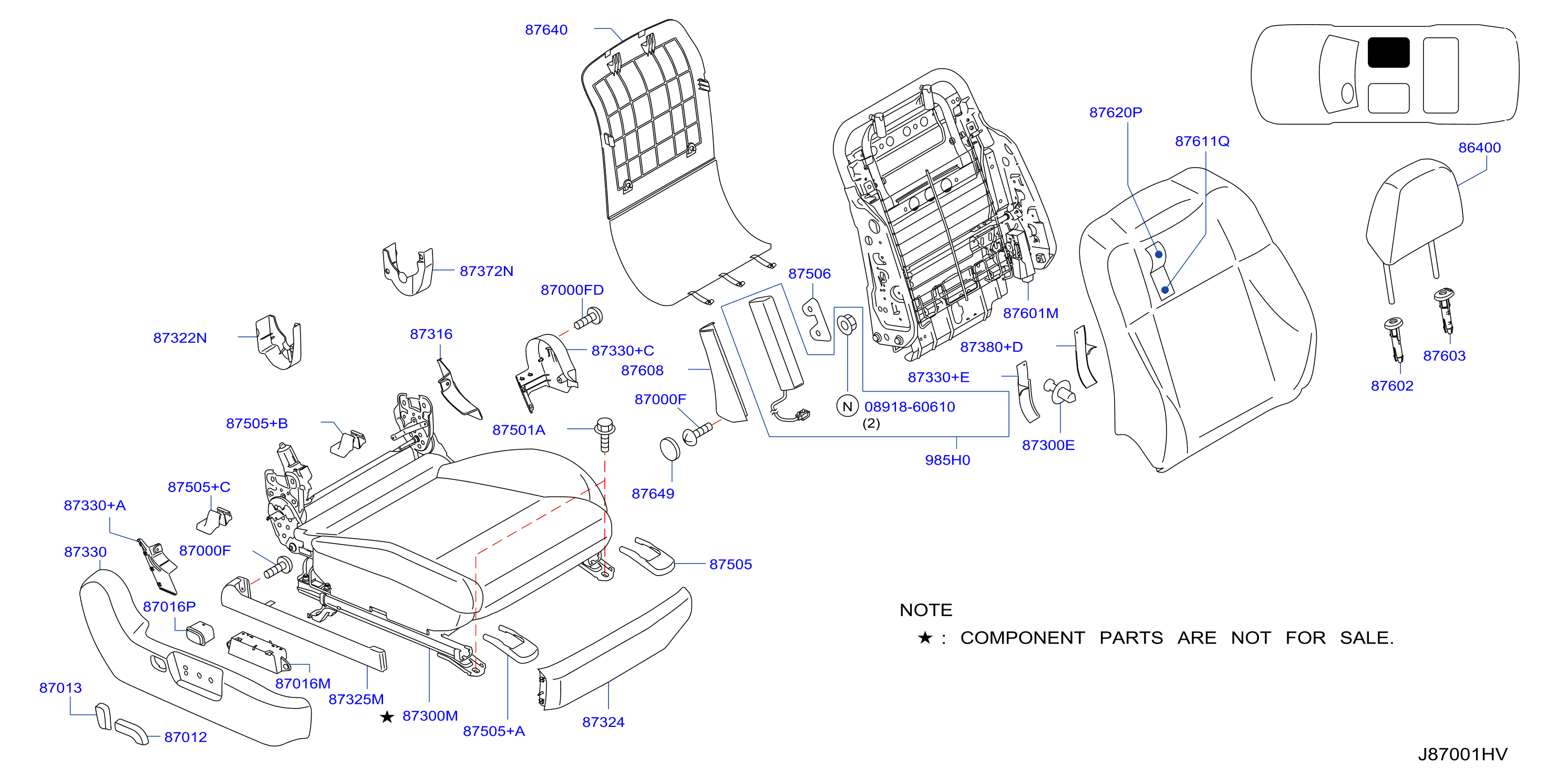 Diagram ASIENTO DELANTERO for your 2018 INFINITI Q70 TECHNOLO  
