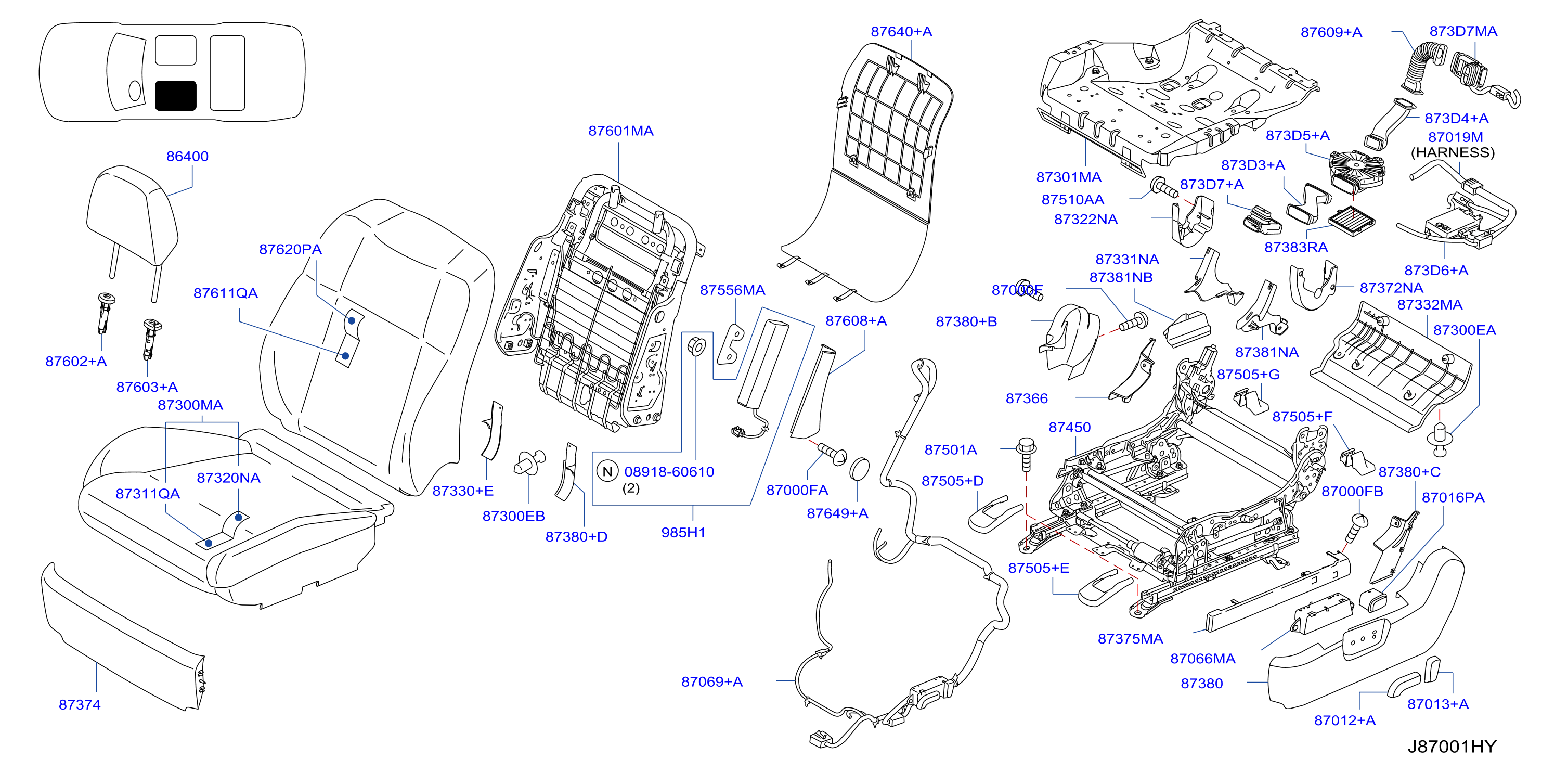 Diagram ASIENTO DELANTERO for your 2018 INFINITI Q70 TECHNOLO  