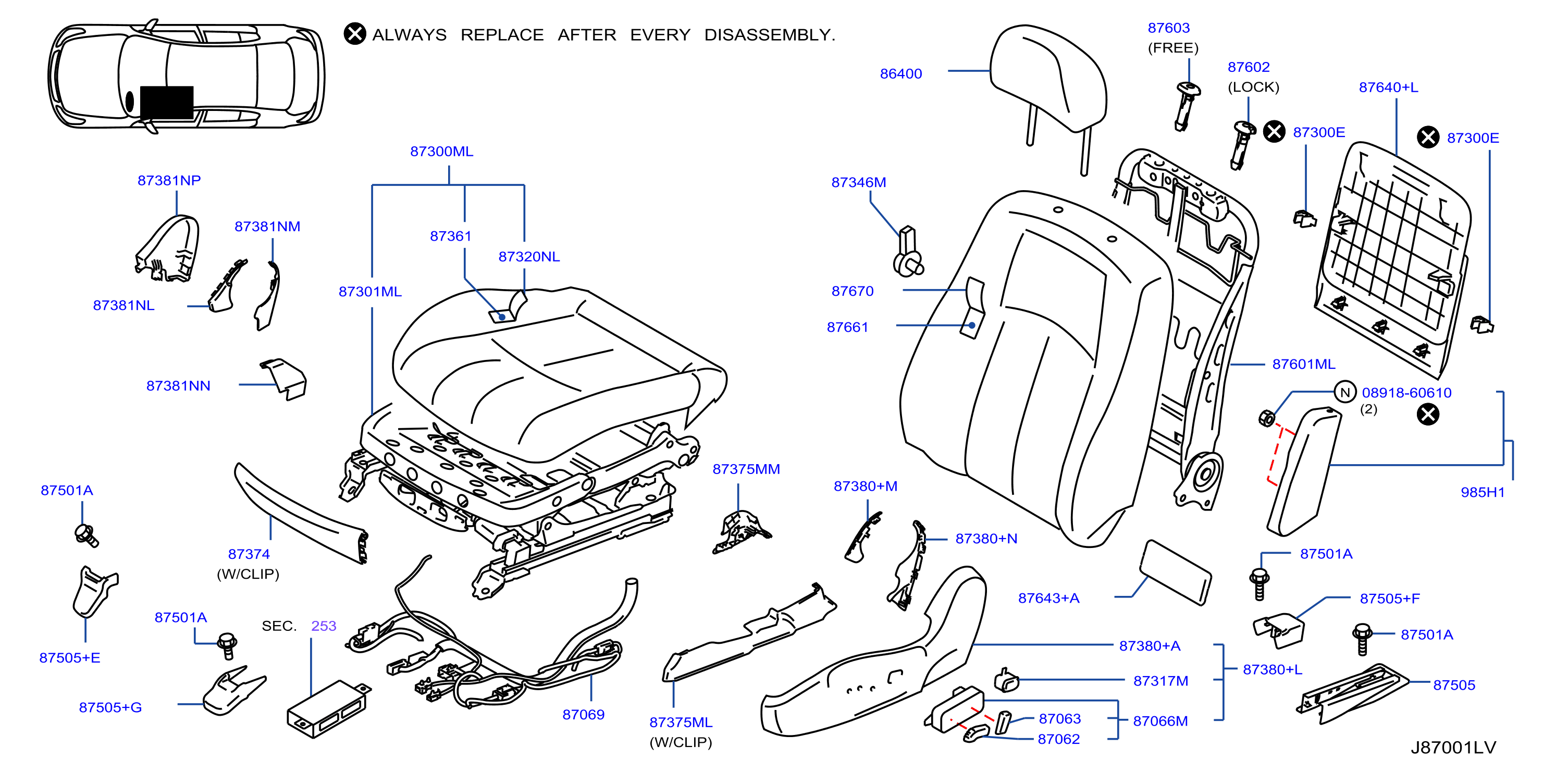 Diagram FRONT SEAT for your 2006 INFINITI Q45   