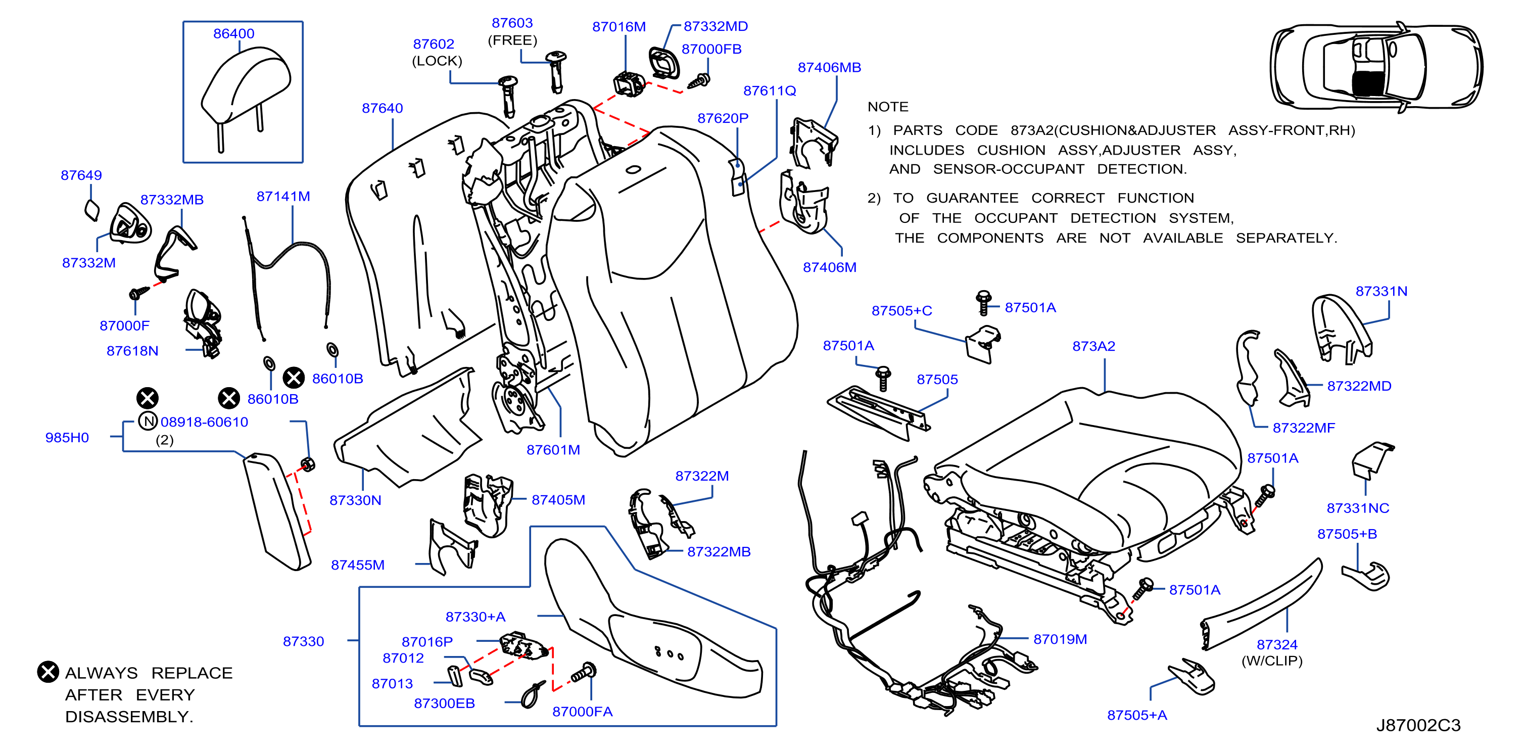 Diagram FRONT SEAT for your 2009 INFINITI G37   