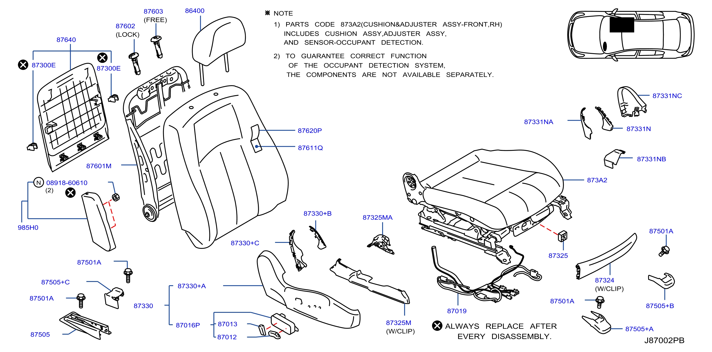 Diagram FRONT SEAT for your INFINITI