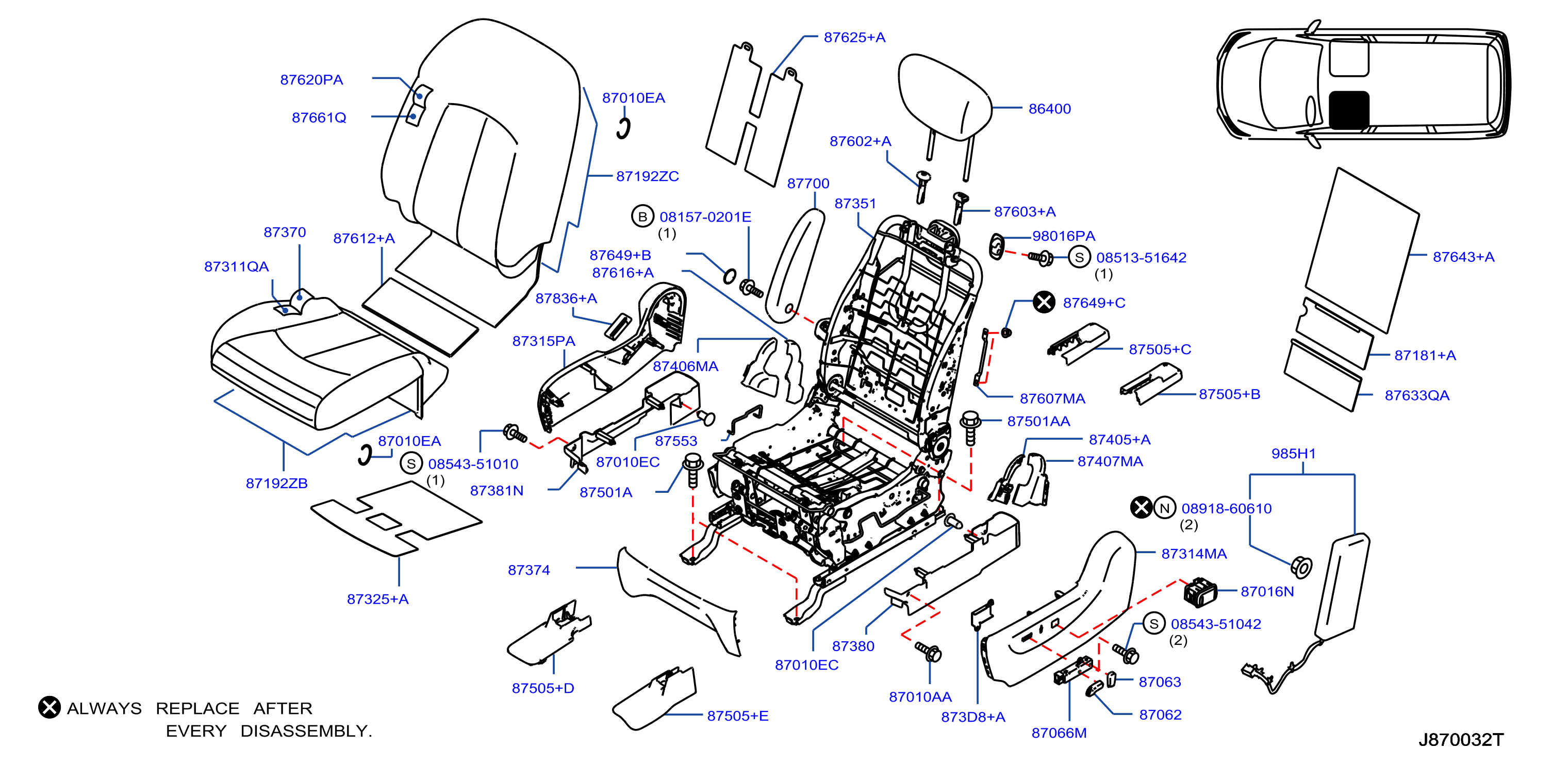 Diagram ASIENTO DELANTERO for your 2016 Nissan Z   