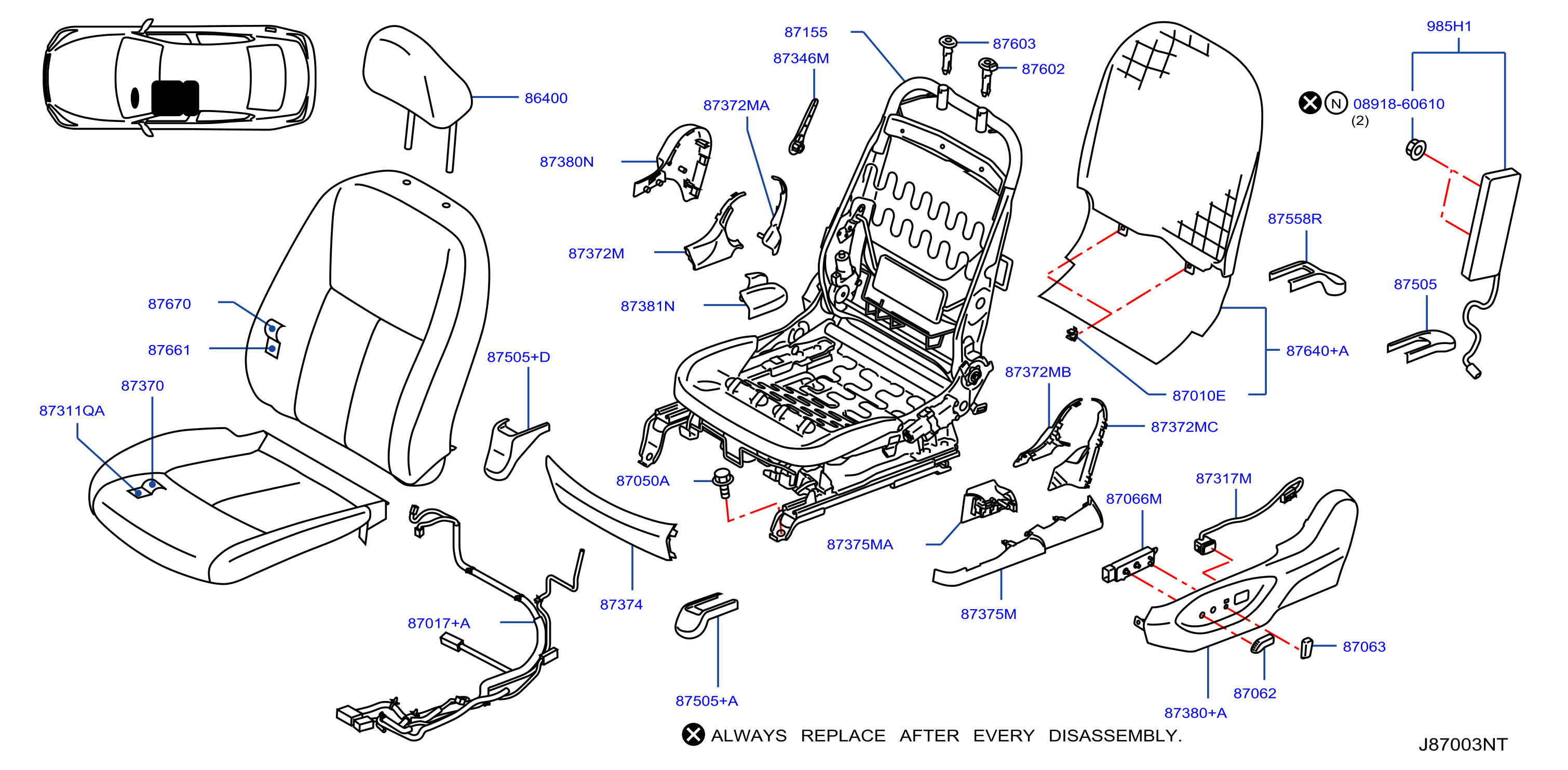 Diagram FRONT SEAT for your INFINITI