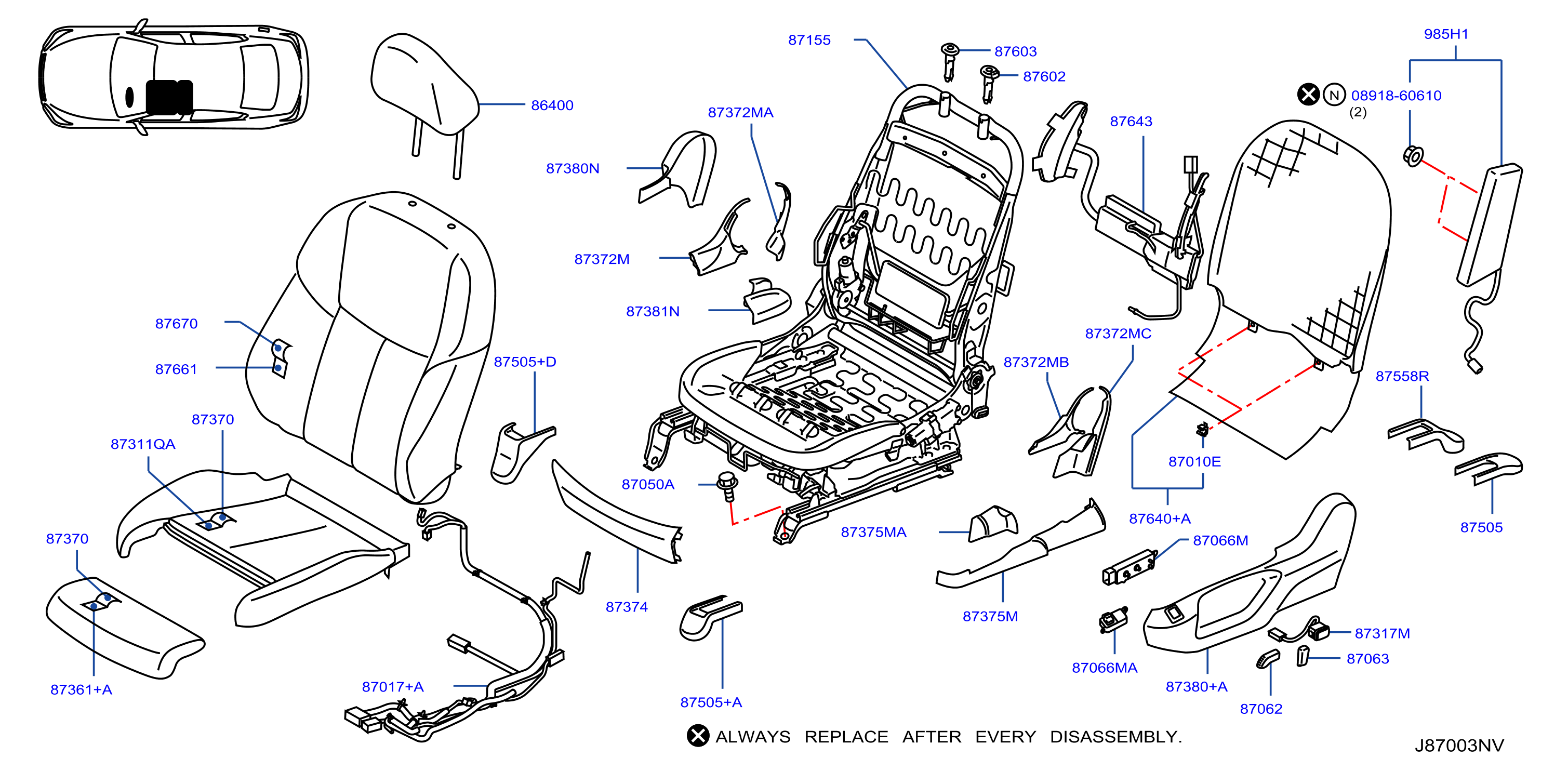 Diagram ASIENTO DELANTERO for your 2016 INFINITI M56   