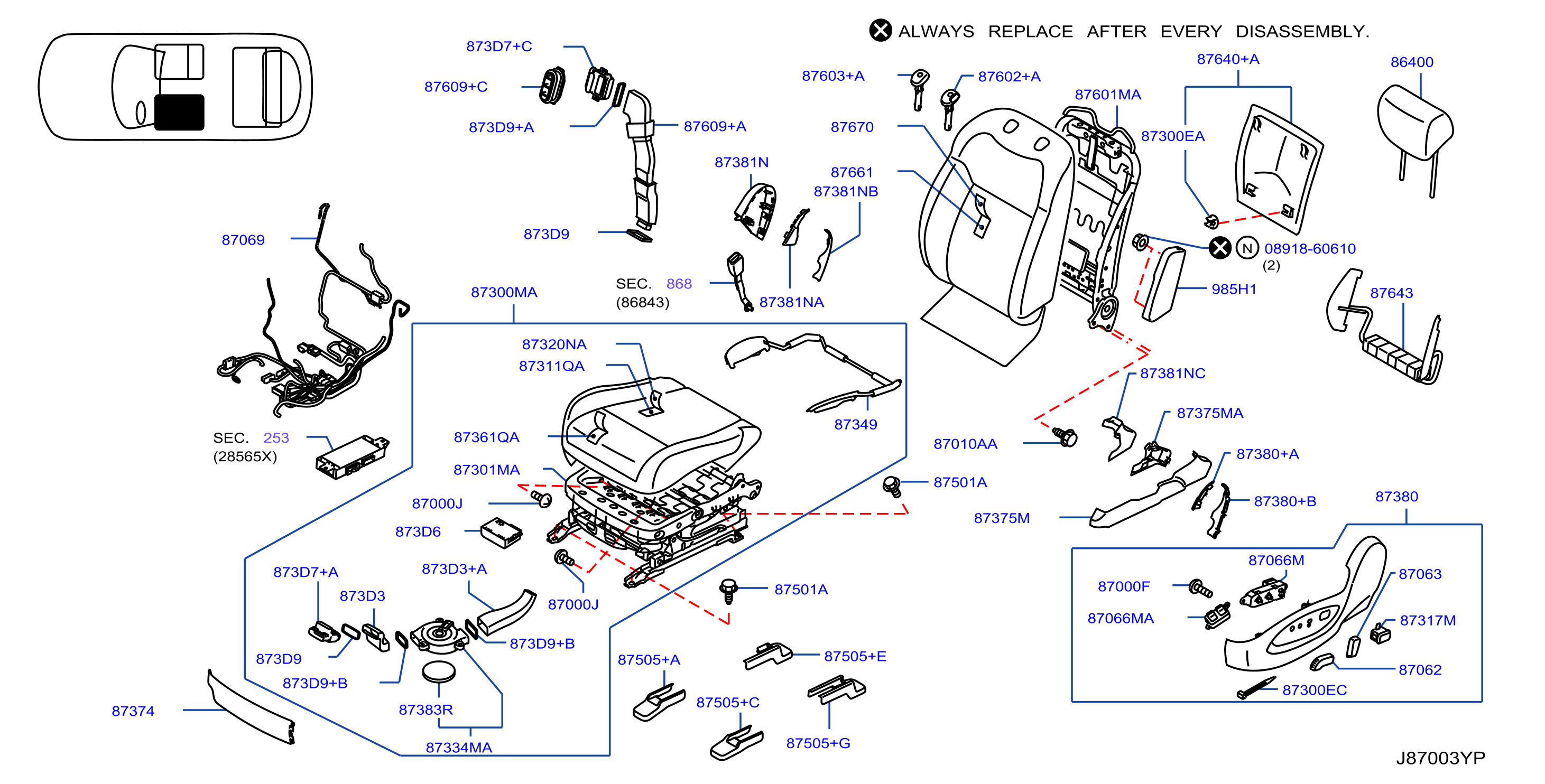 Diagram ASIENTO DELANTERO for your 2016 INFINITI M56   