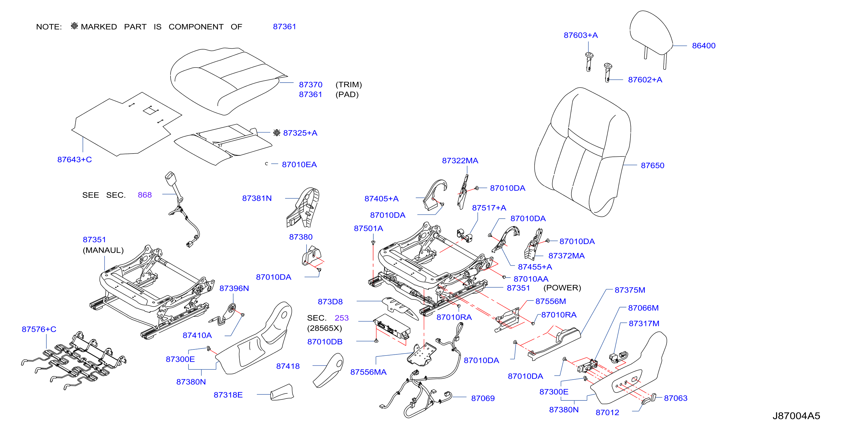 Diagram ASIENTO DELANTERO for your 2017 Nissan NVT (Taxi)   