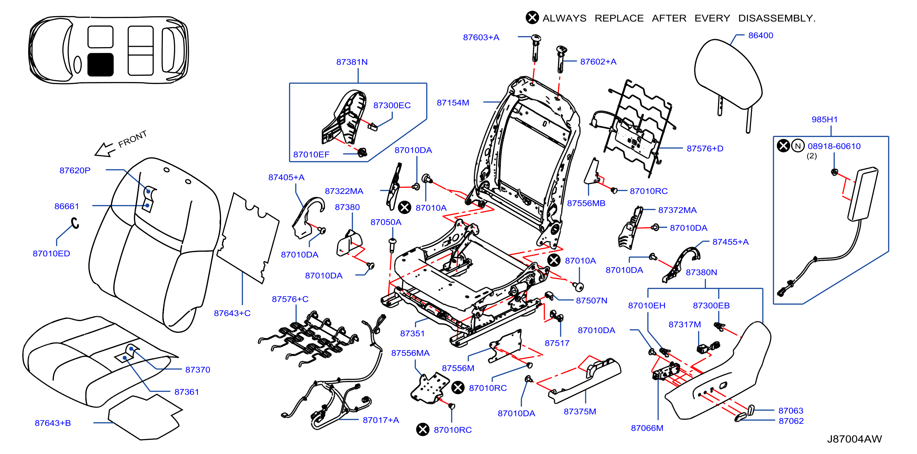 Diagram ASIENTO DELANTERO for your 2017 Nissan NVT (Taxi)   