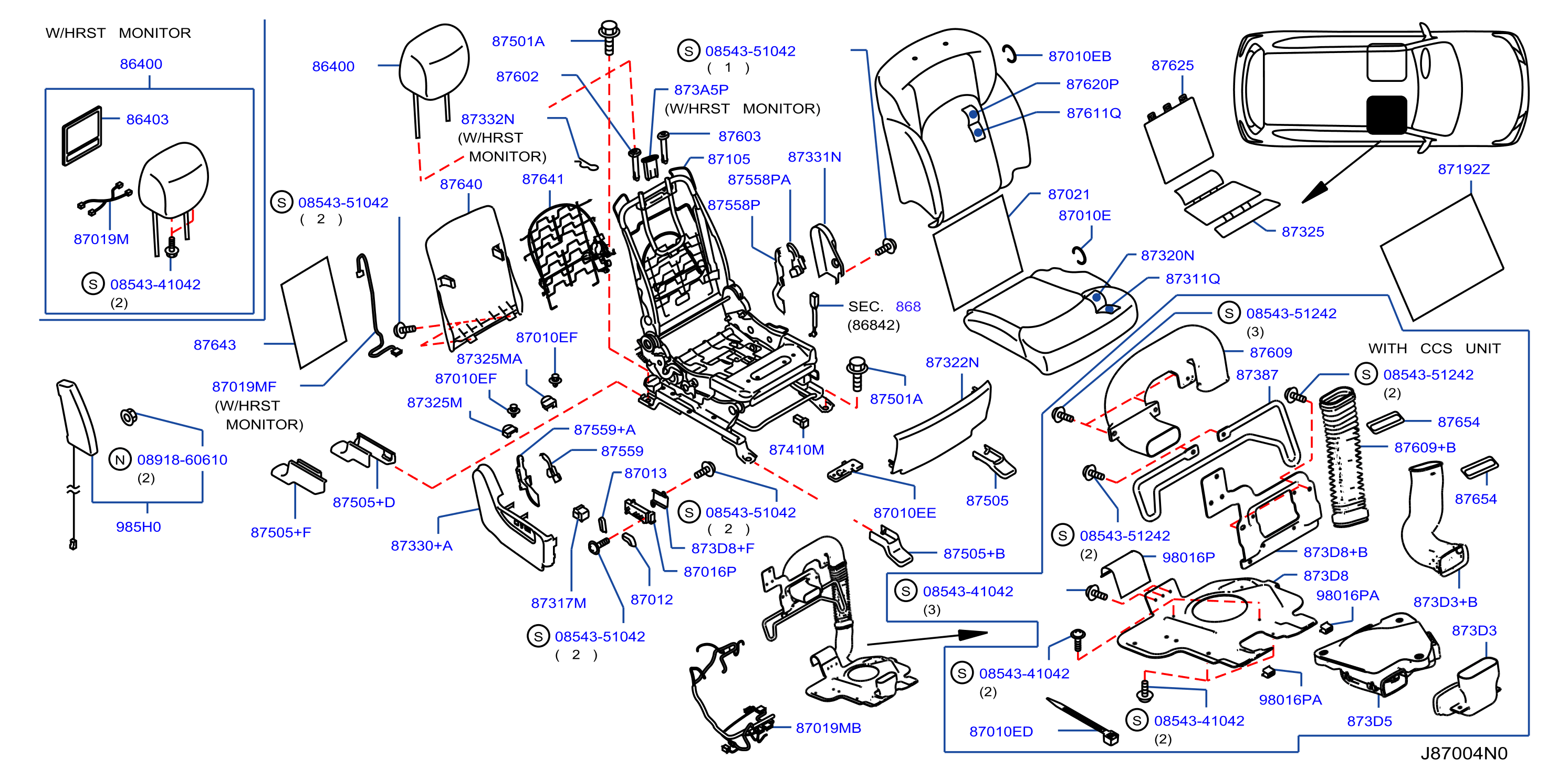 Diagram ASIENTO DELANTERO for your 2016 Nissan Z   