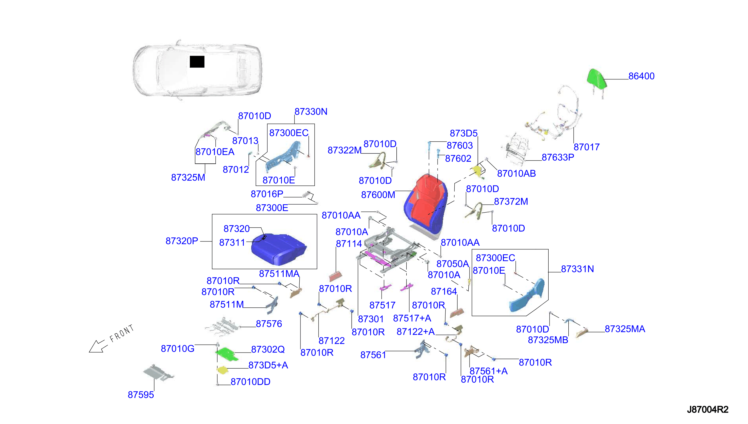 Diagram ASIENTO DELANTERO for your 2014 Nissan NV2500   