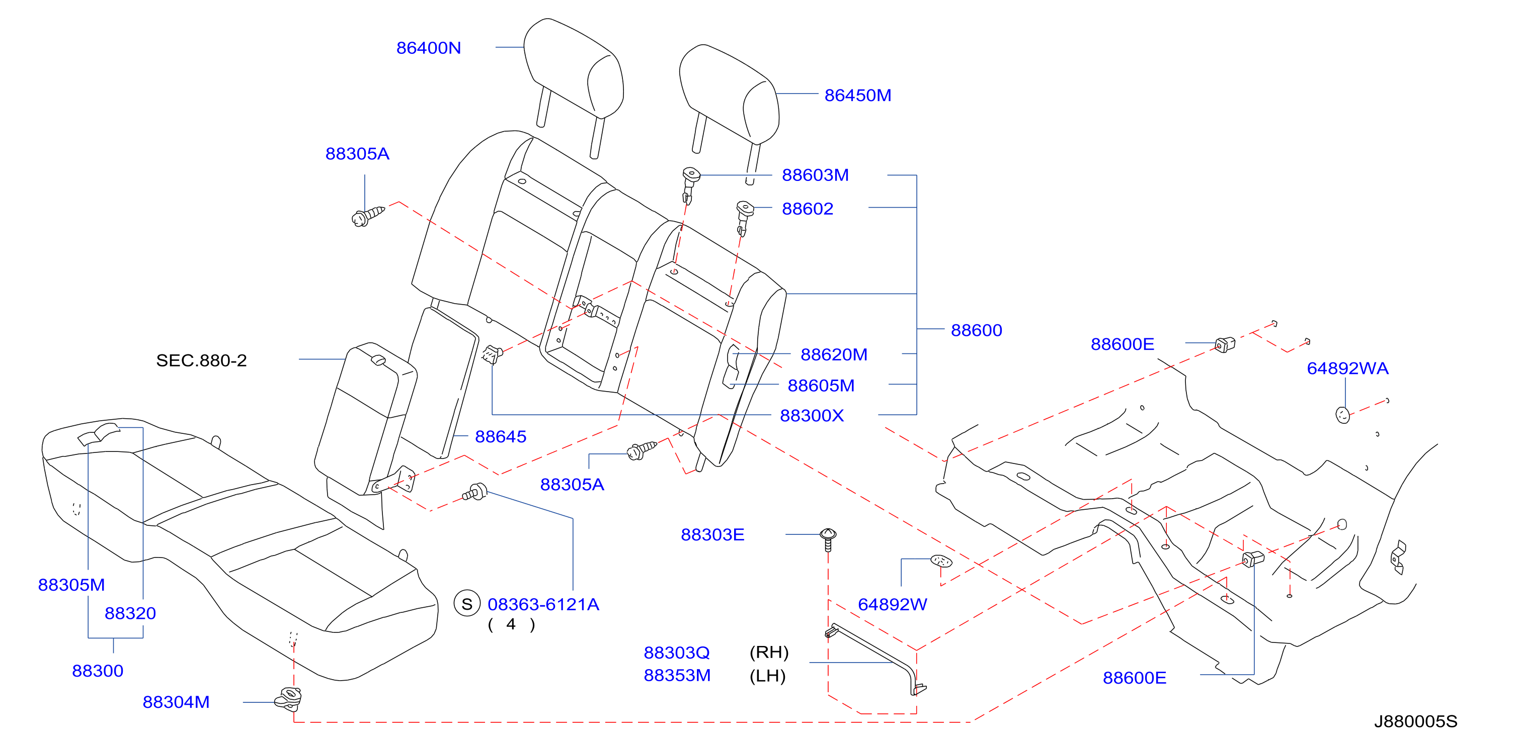 Diagram REAR SEAT for your 2000 INFINITI Q45   