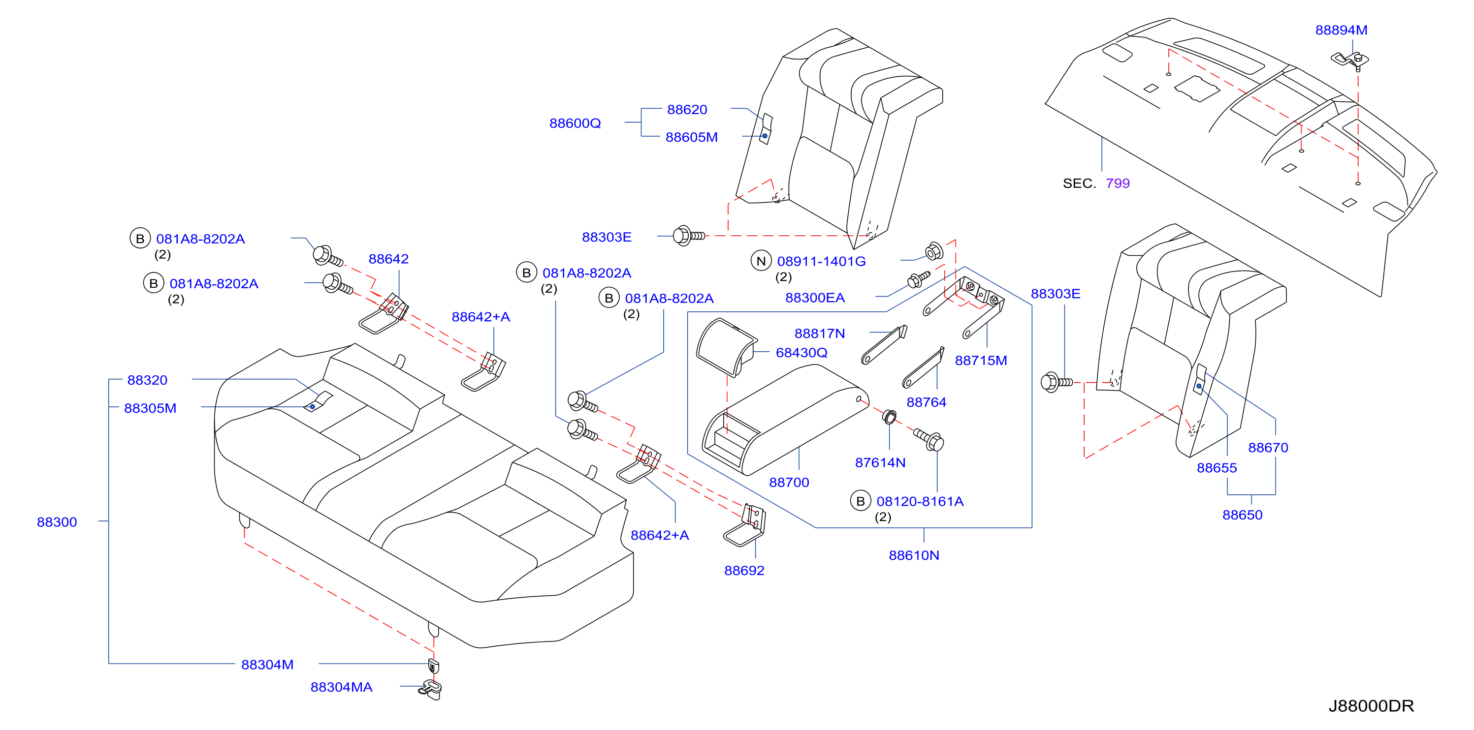 Diagram REAR SEAT for your INFINITI