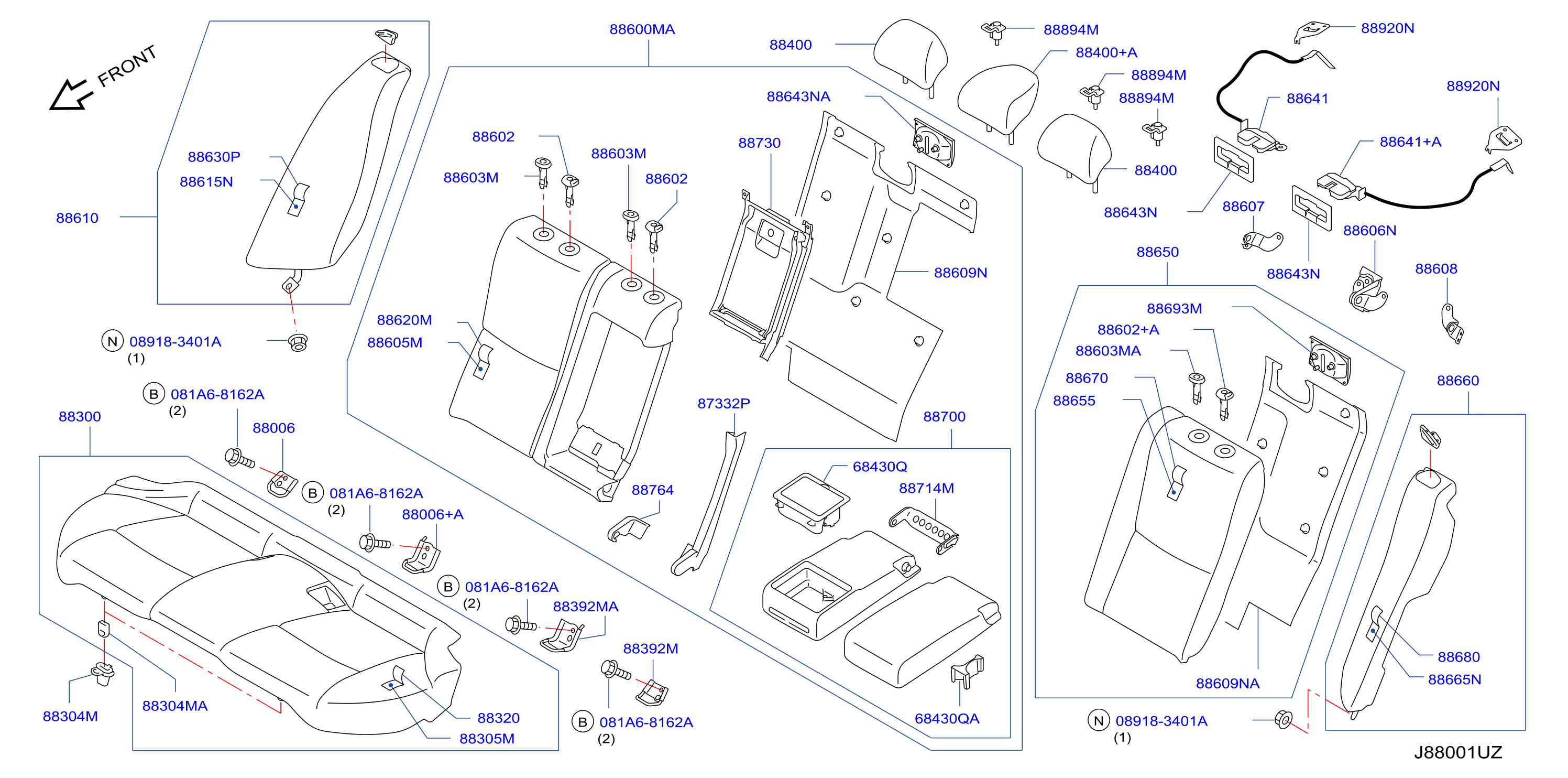 Diagram REAR SEAT for your 2010 INFINITI Q60   