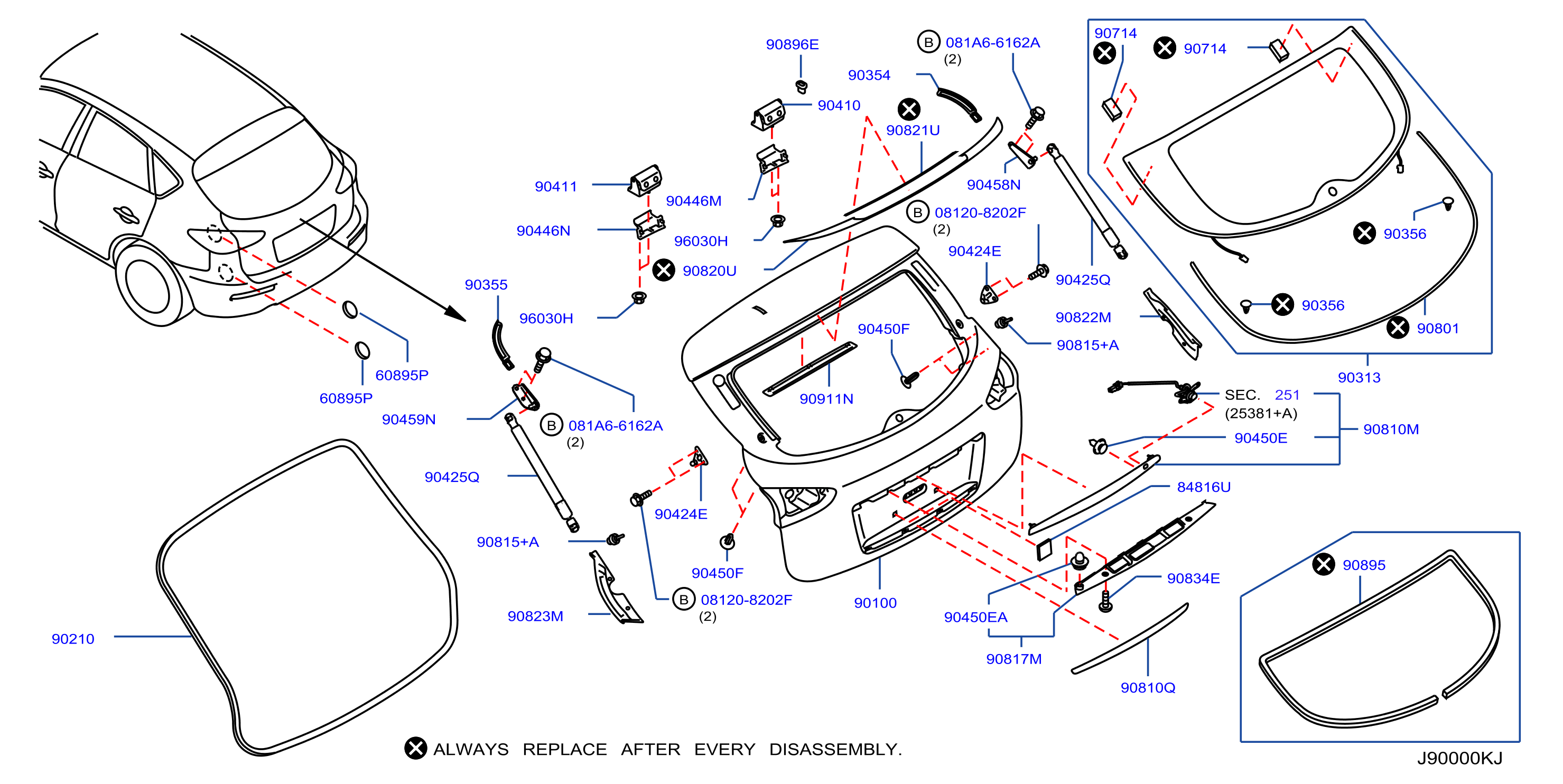 Diagram PANEL COMPUERTA TRA. Y PARTES FIJACIÓN for your INFINITI