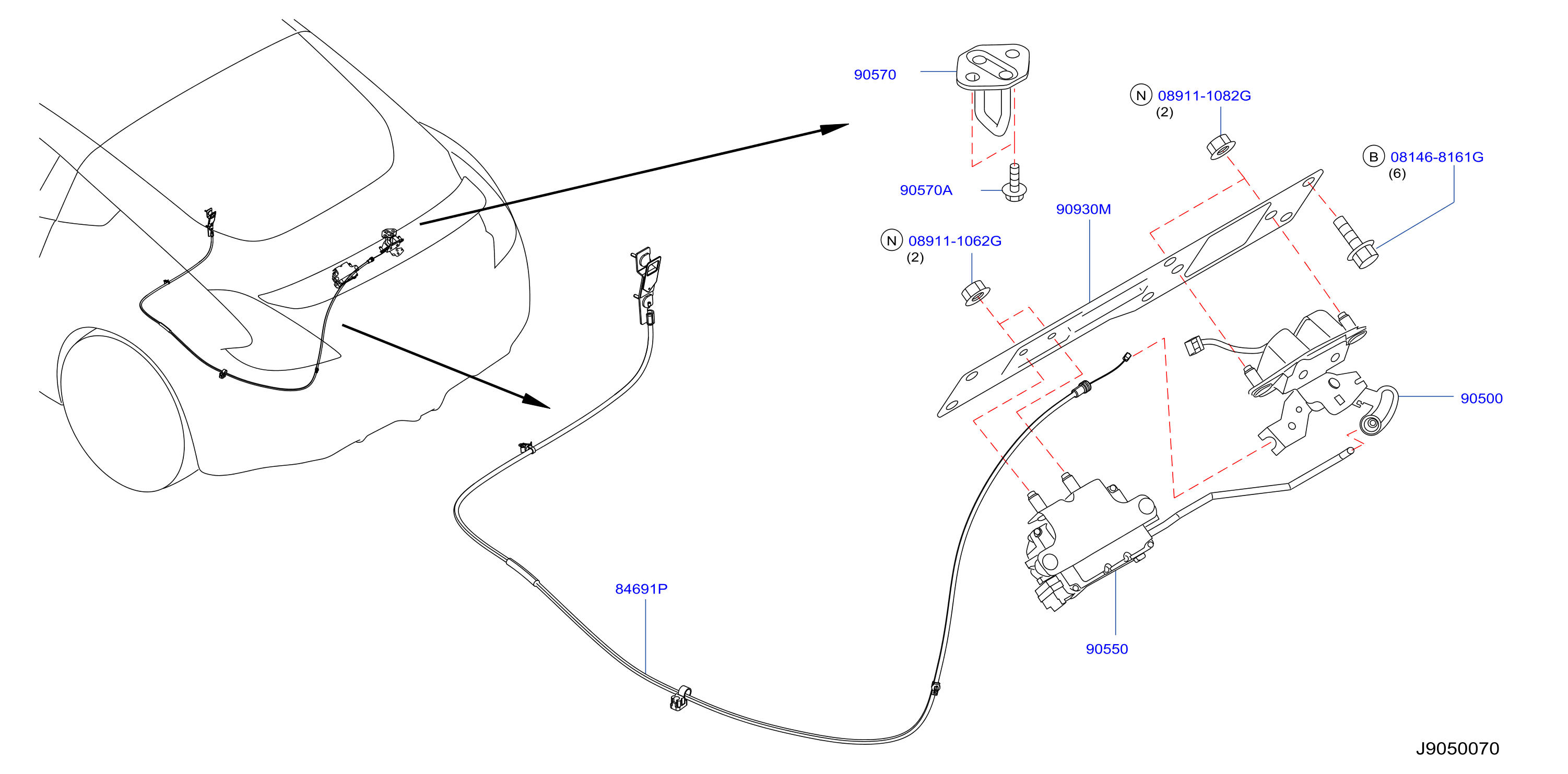 Diagram BACK DOOR LOCK & HANDLE for your Nissan Z  