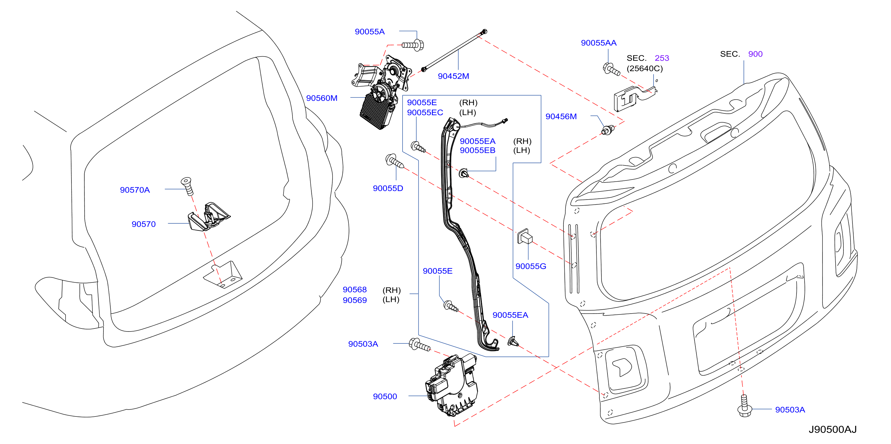 Diagram BACK DOOR LOCK & HANDLE for your 2023 INFINITI QX80   