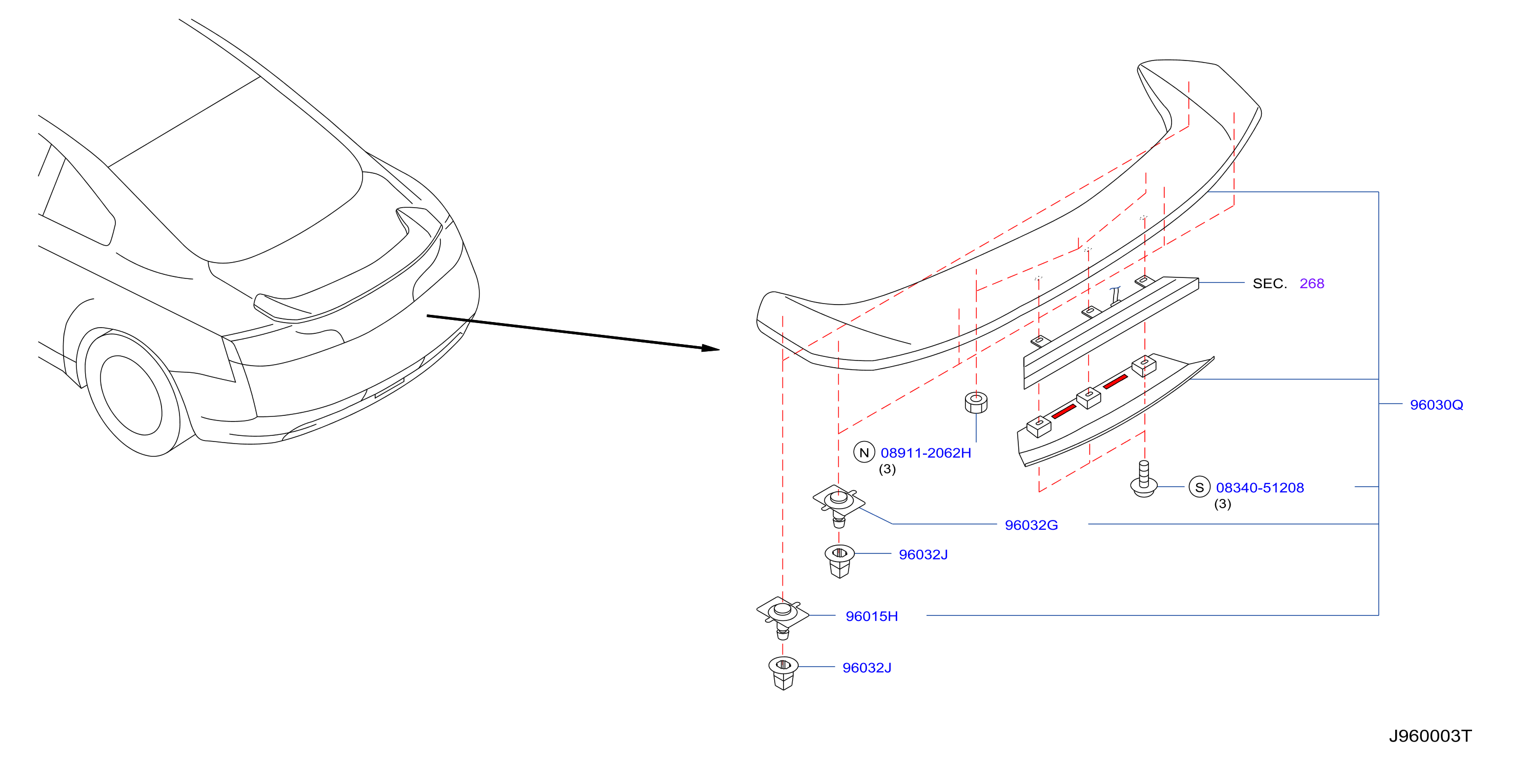 Diagram AIR SPOILER for your 2007 INFINITI Q40   