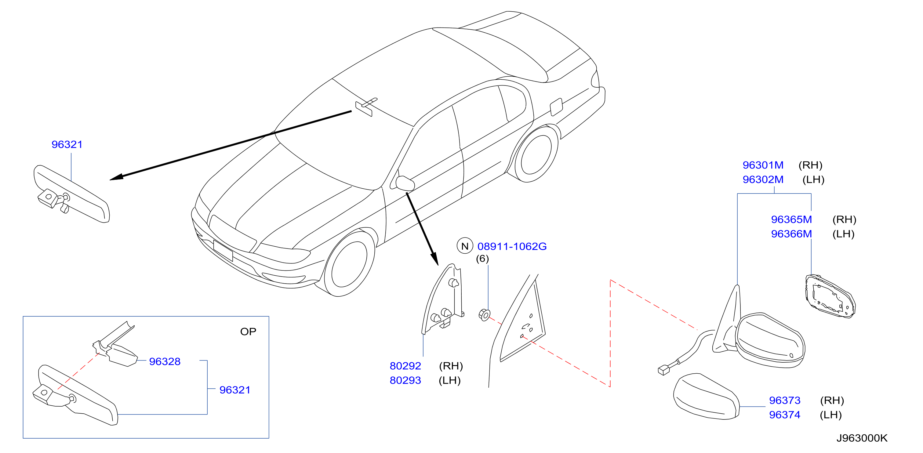 Diagram REAR VIEW MIRROR for your 2007 INFINITI Q60   
