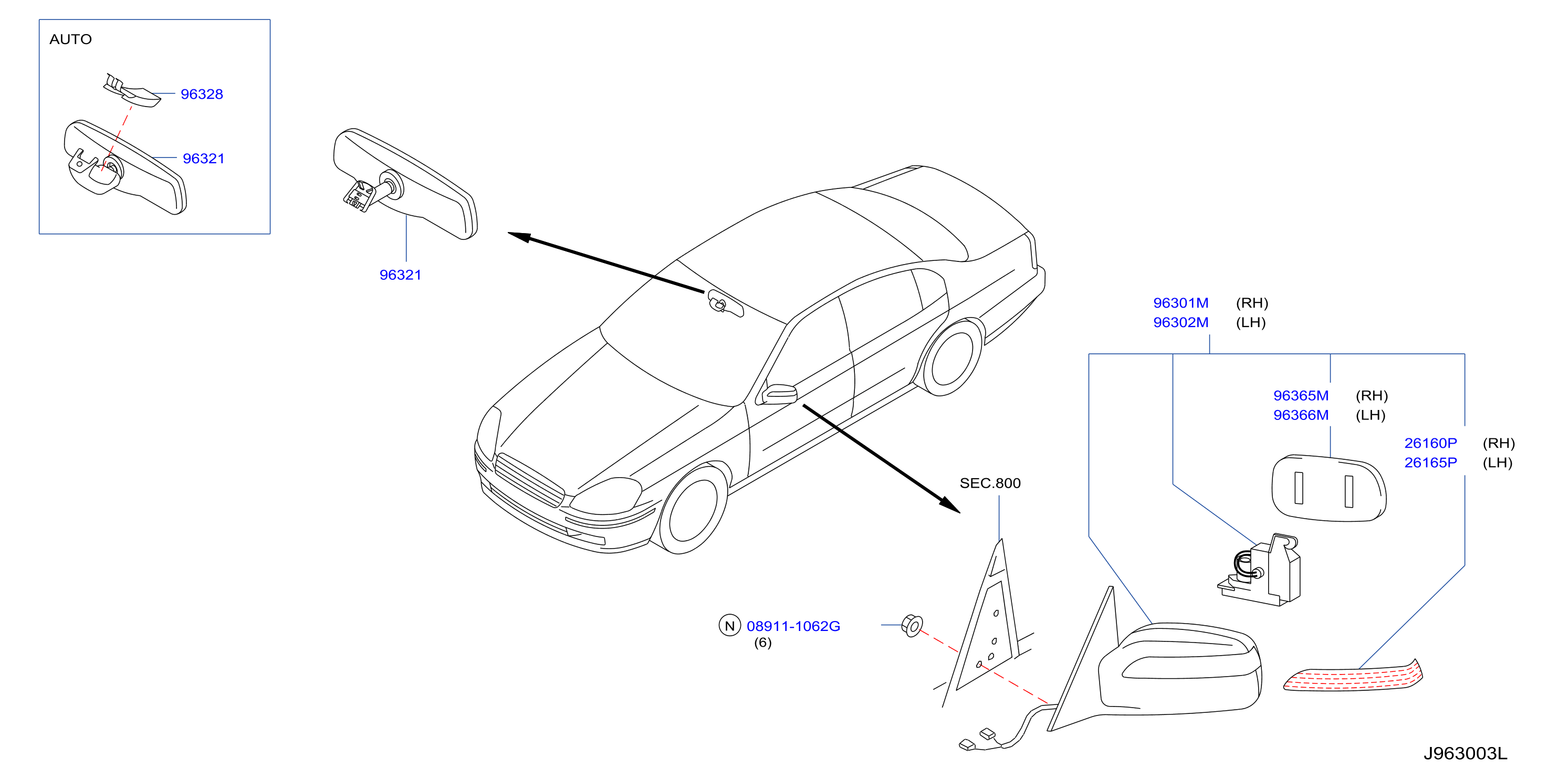 Diagram REAR VIEW MIRROR for your 2005 INFINITI Q45   