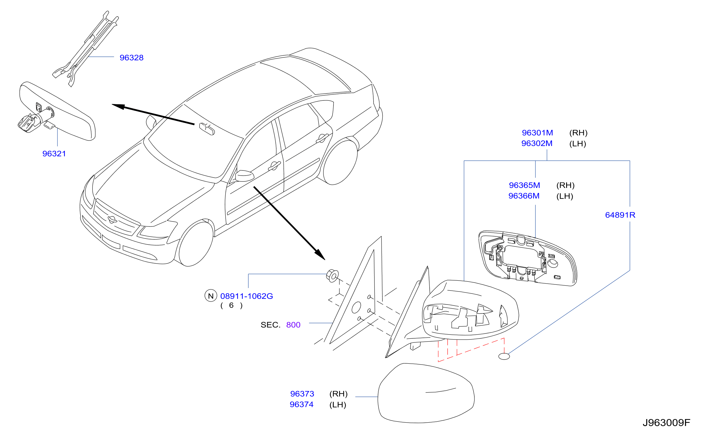 Diagram REAR VIEW MIRROR for your 1997 INFINITI J30   