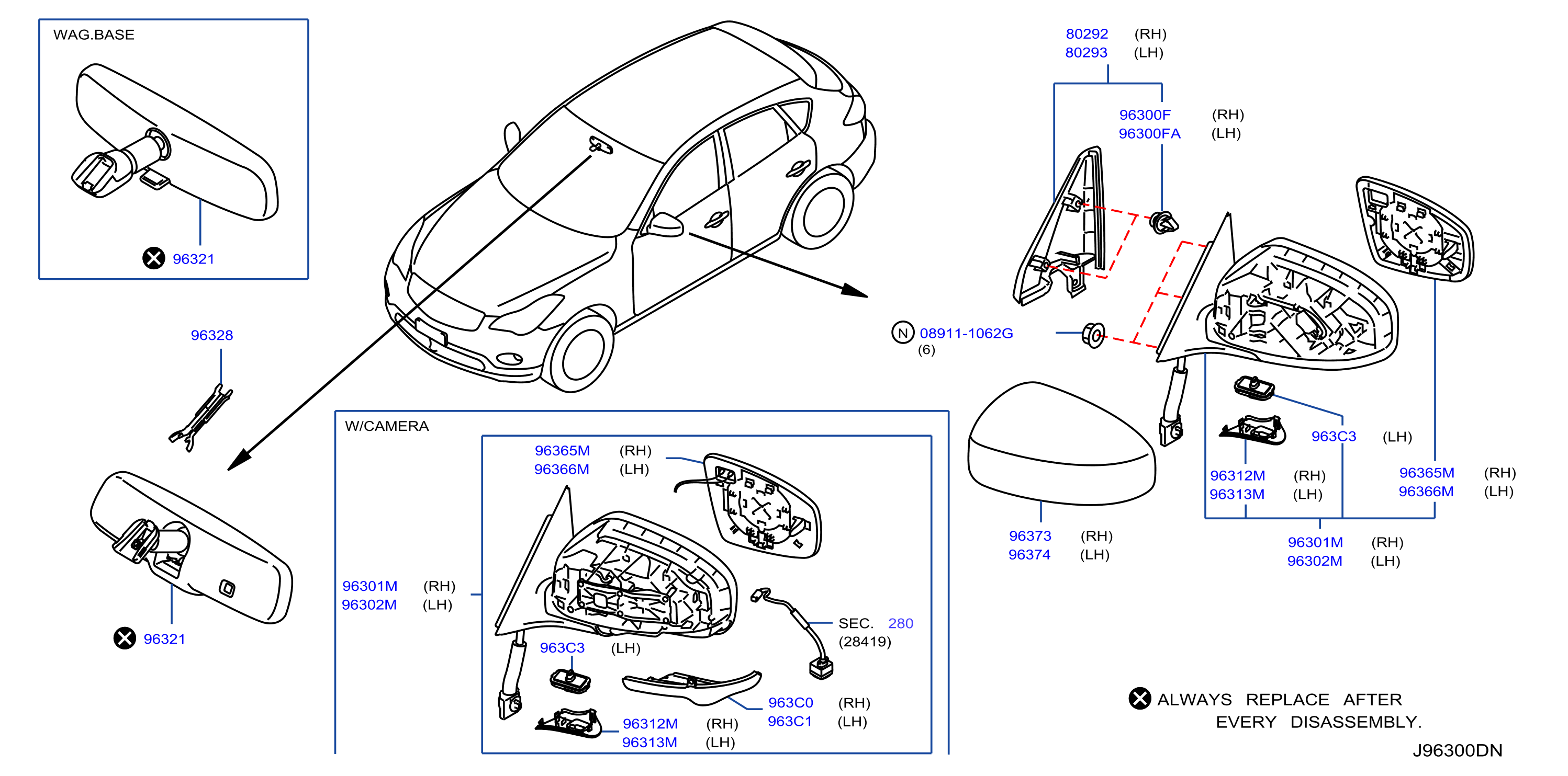 Diagram REAR VIEW MIRROR for your 1996 INFINITI