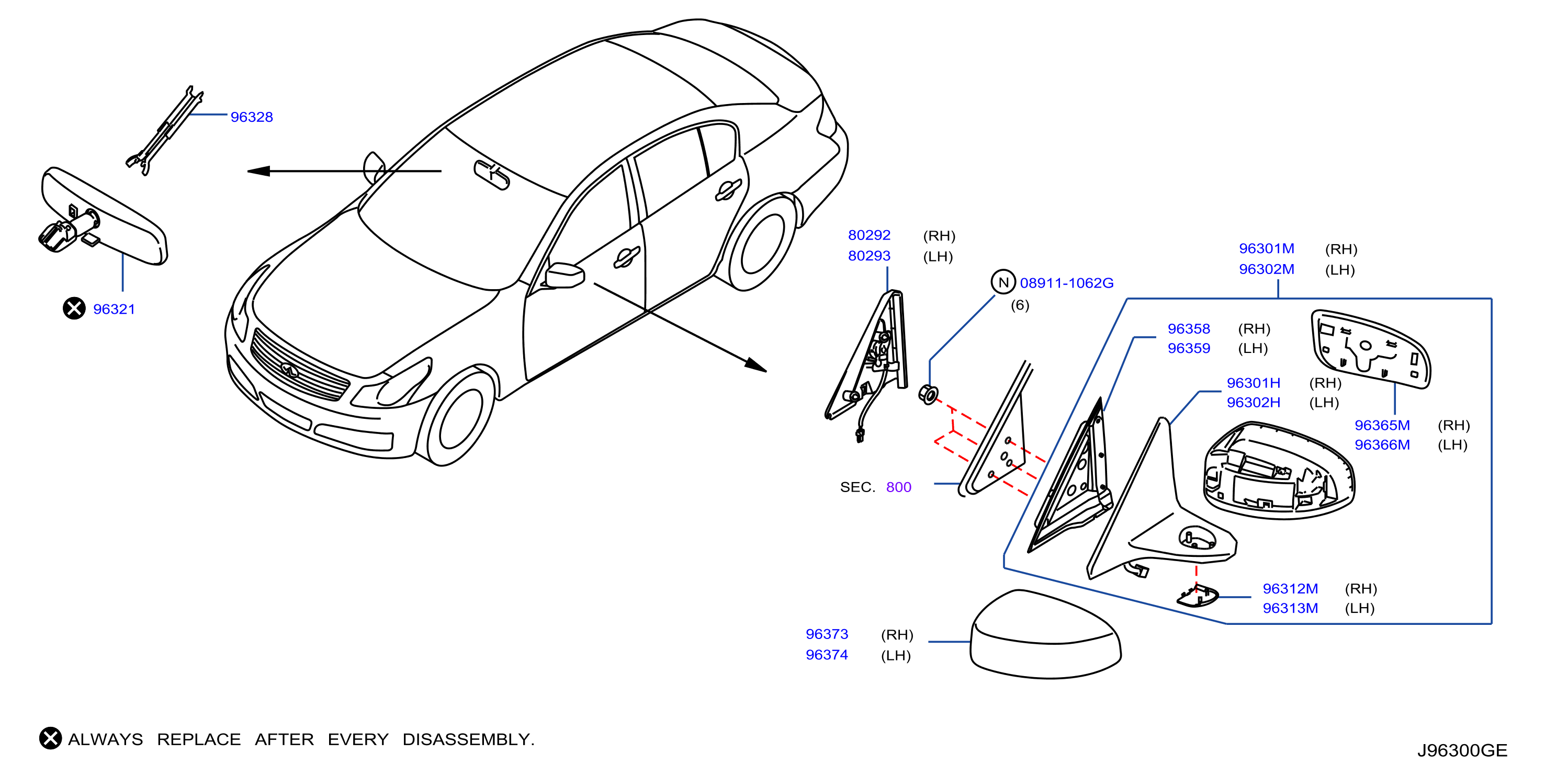 Diagram REAR VIEW MIRROR for your 2007 INFINITI Q40   