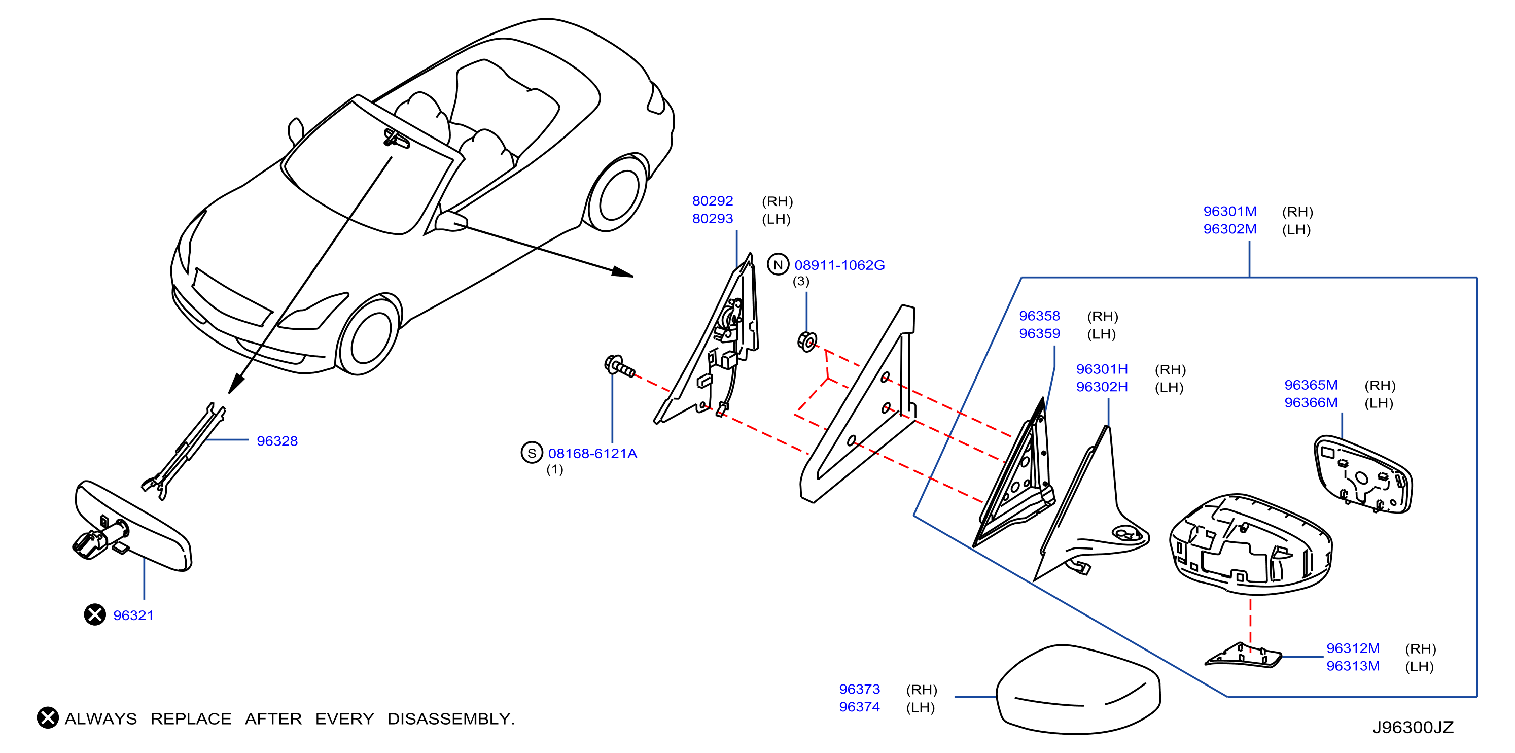 Diagram REAR VIEW MIRROR for your 2012 INFINITI G37   