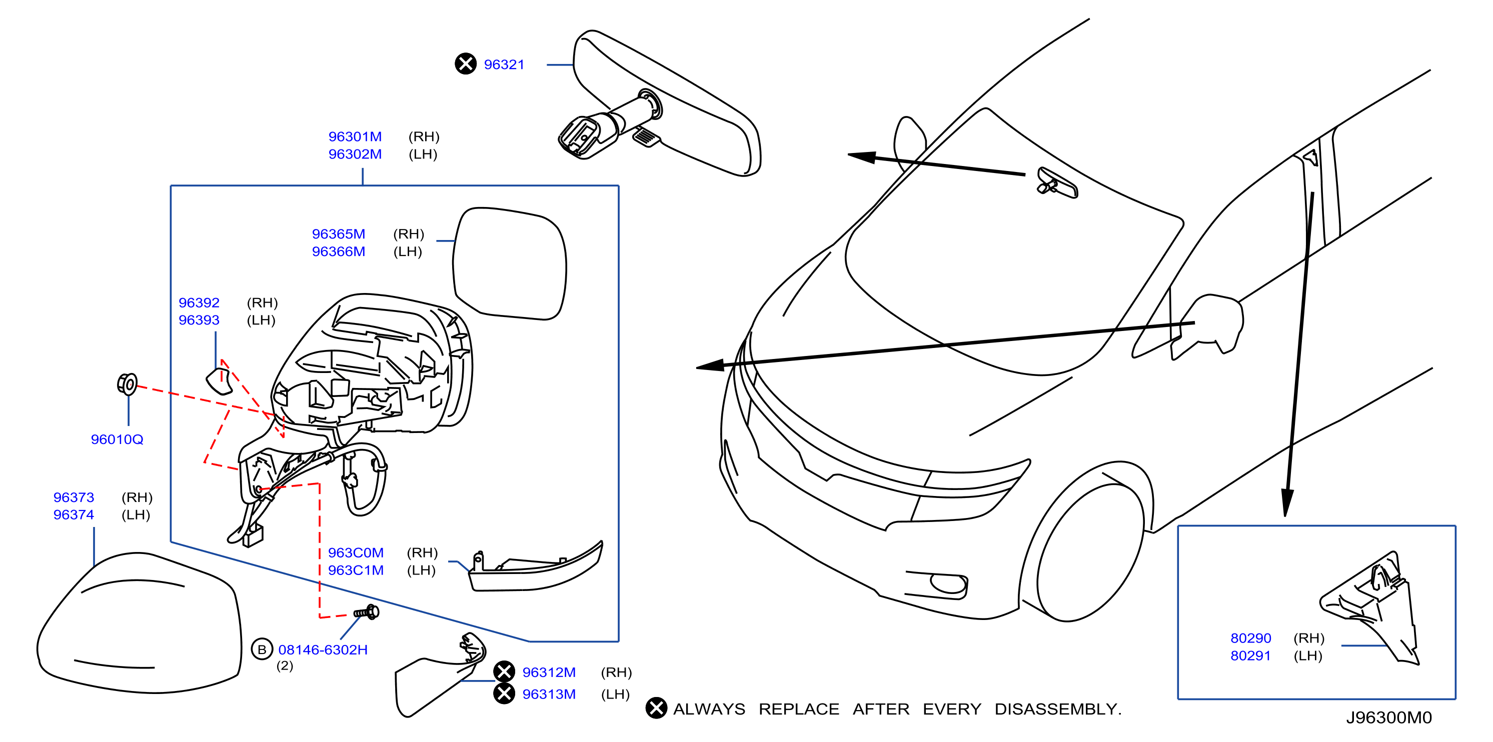 Diagram REAR VIEW MIRROR for your Nissan