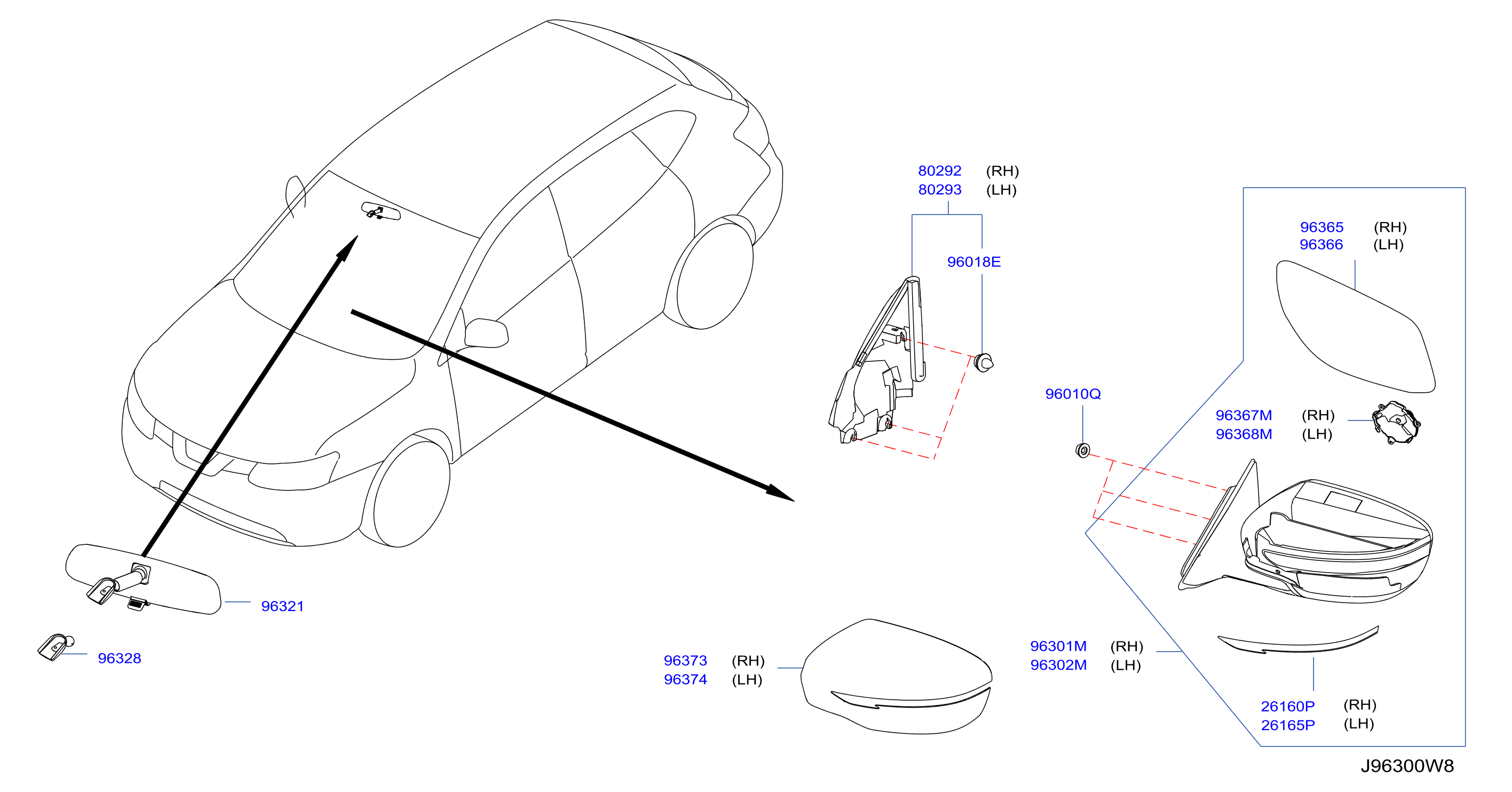 Diagram REAR VIEW MIRROR for your Nissan