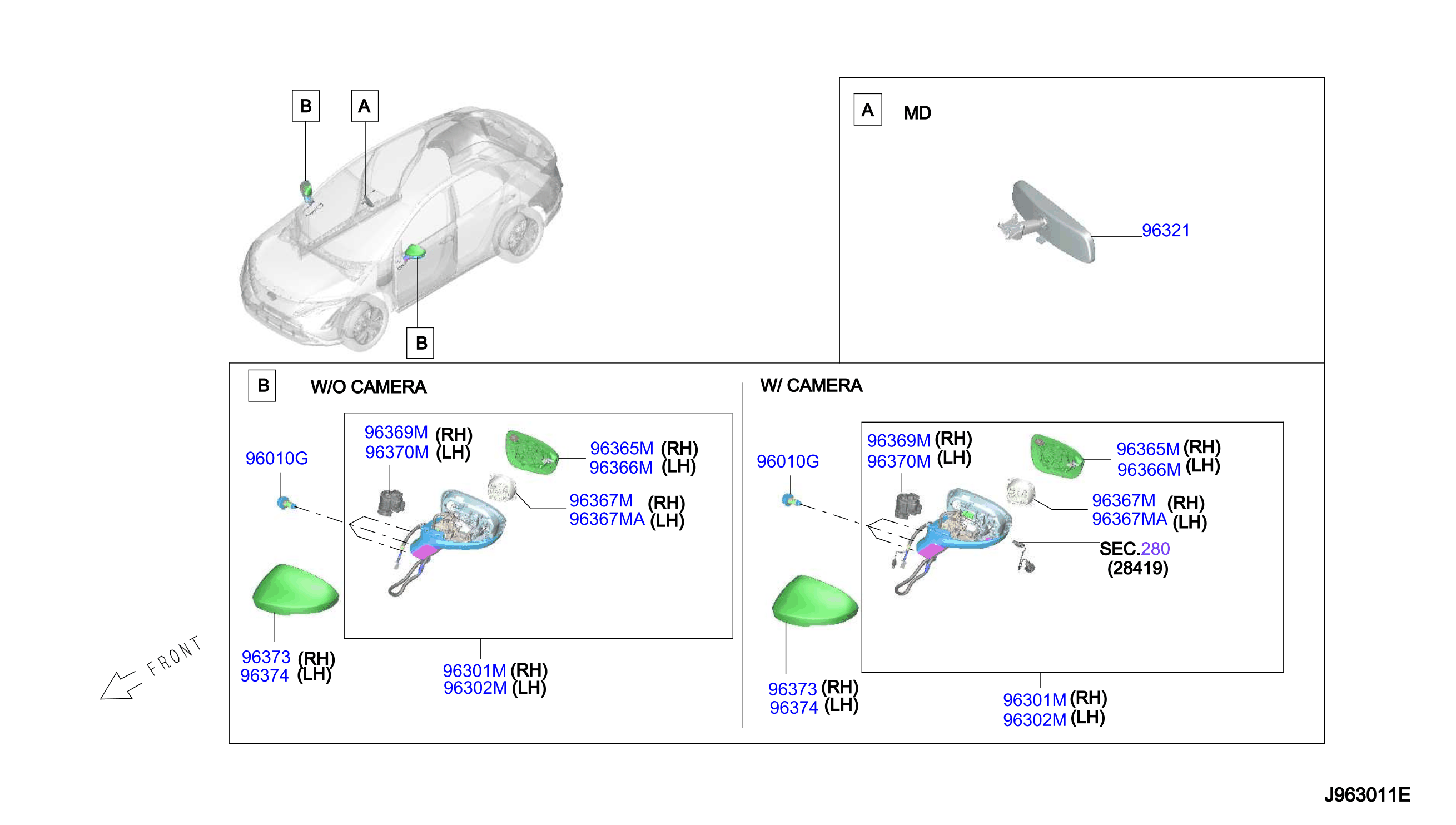 Diagram REAR VIEW MIRROR for your 2022 Nissan Frontier Crew Cab S  
