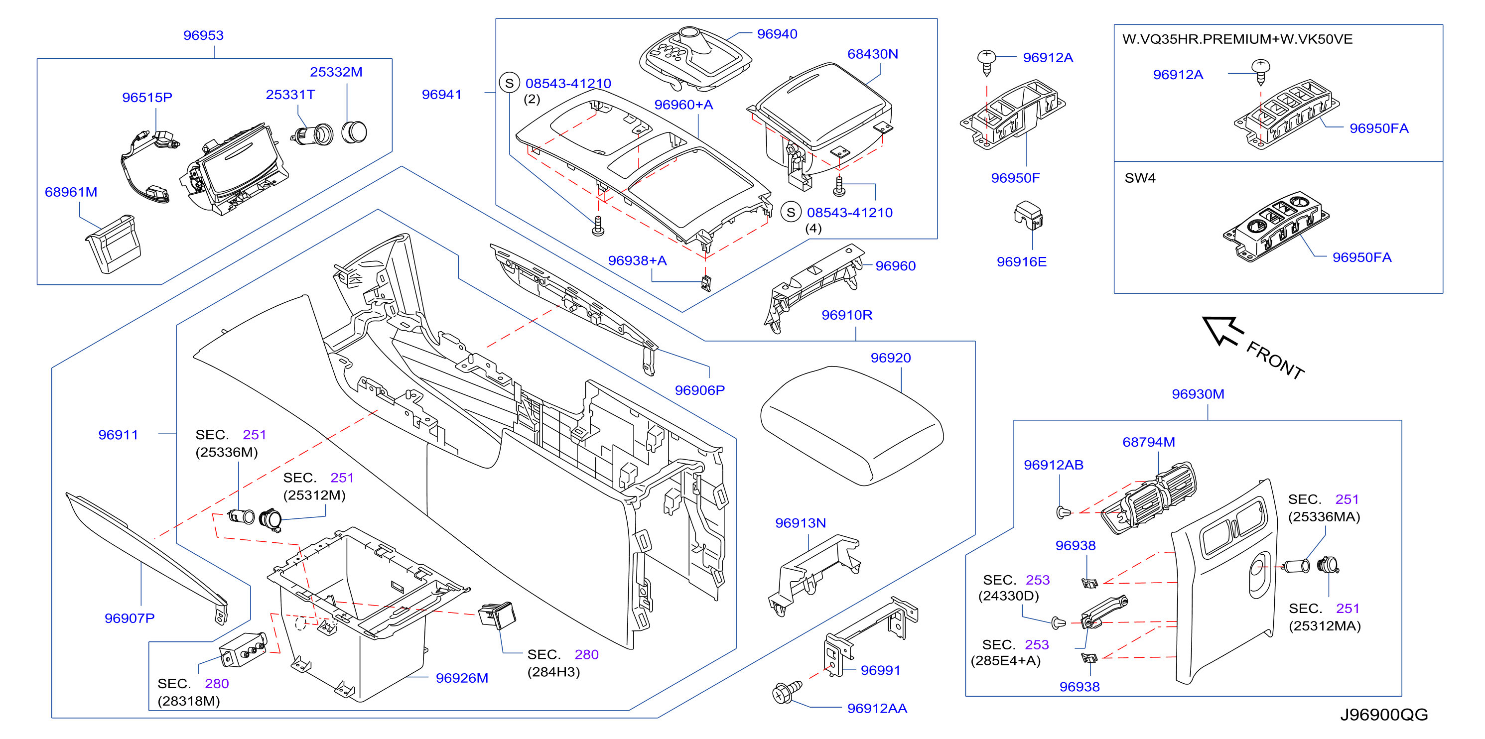 Diagram CONSOLE BOX for your 2012 INFINITI FX35  Base 