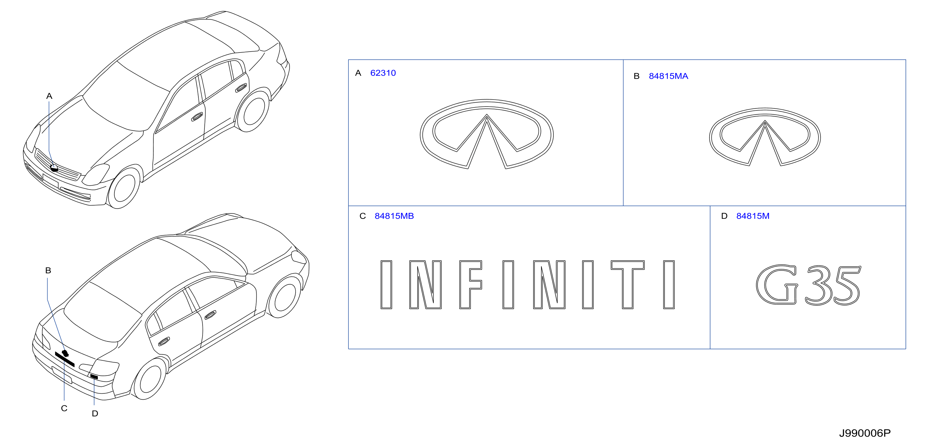 Diagram EMBLEM & NAME LABEL for your 2003 INFINITI FX45   