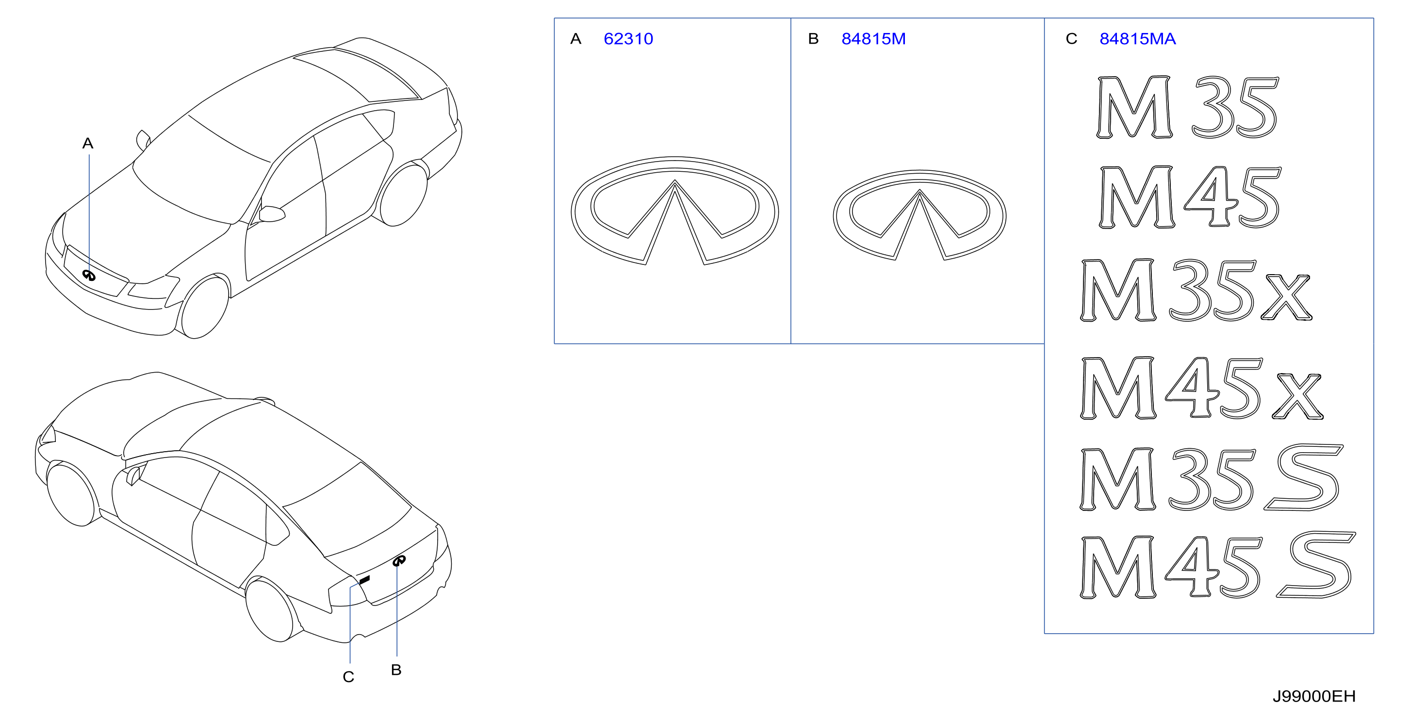 Diagram EMBLEM & NAME LABEL for your 2008 INFINITI M45  SEDAN TECHNOLOGY 