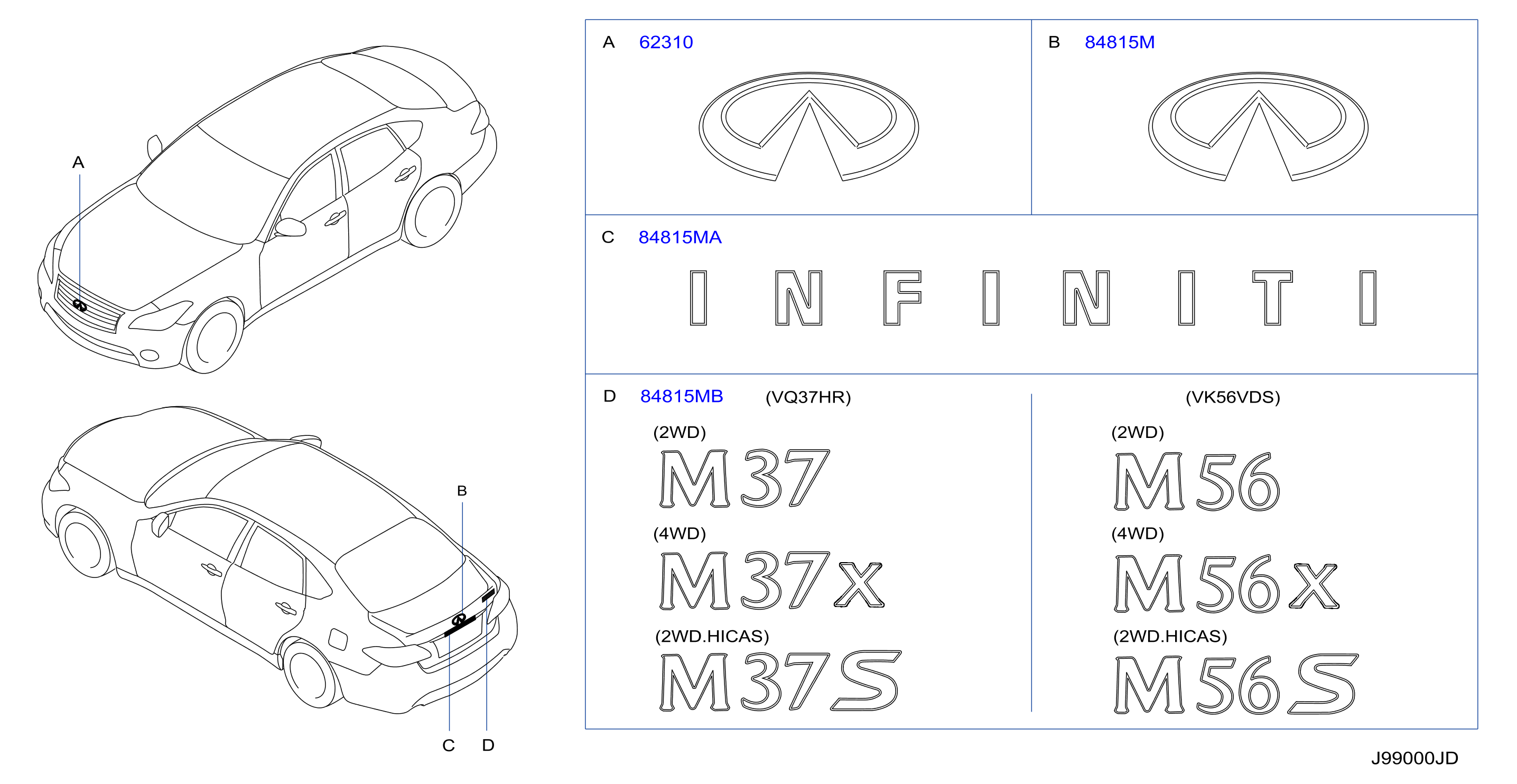 Diagram EMBLEM & NAME LABEL for your 2012 INFINITI M37  Base 