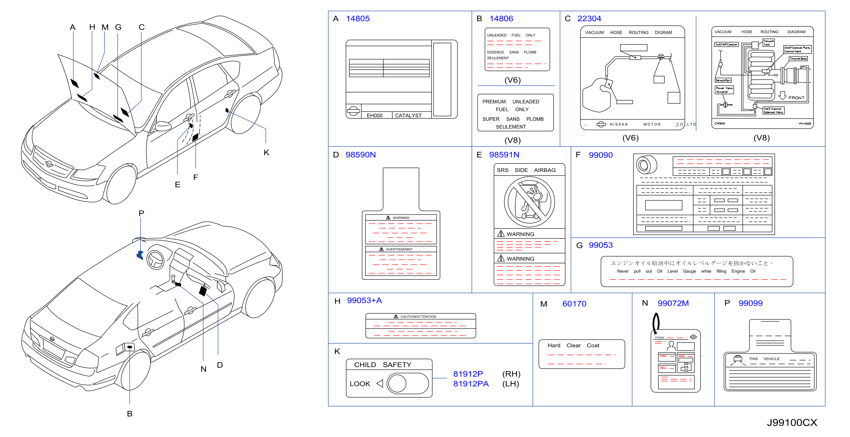 Diagram CAUTION PLATE & LABEL for your 2008 INFINITI Q60   
