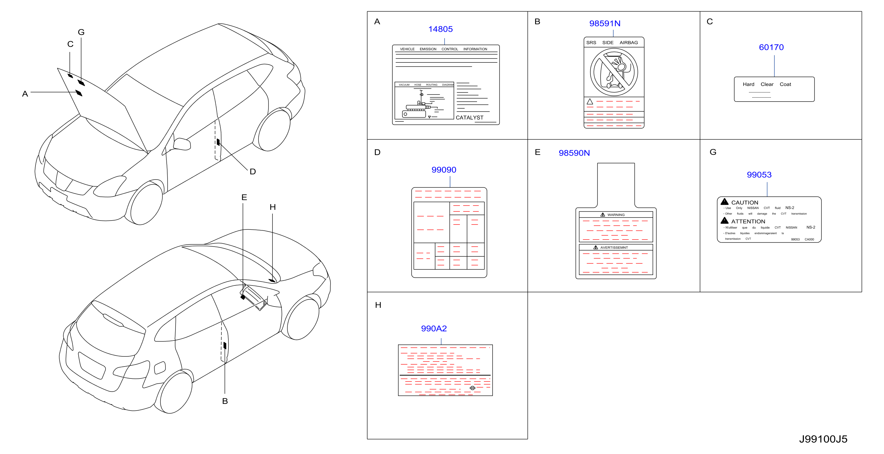 Diagram CAUTION PLATE & LABEL for your 2024 Nissan Altima   