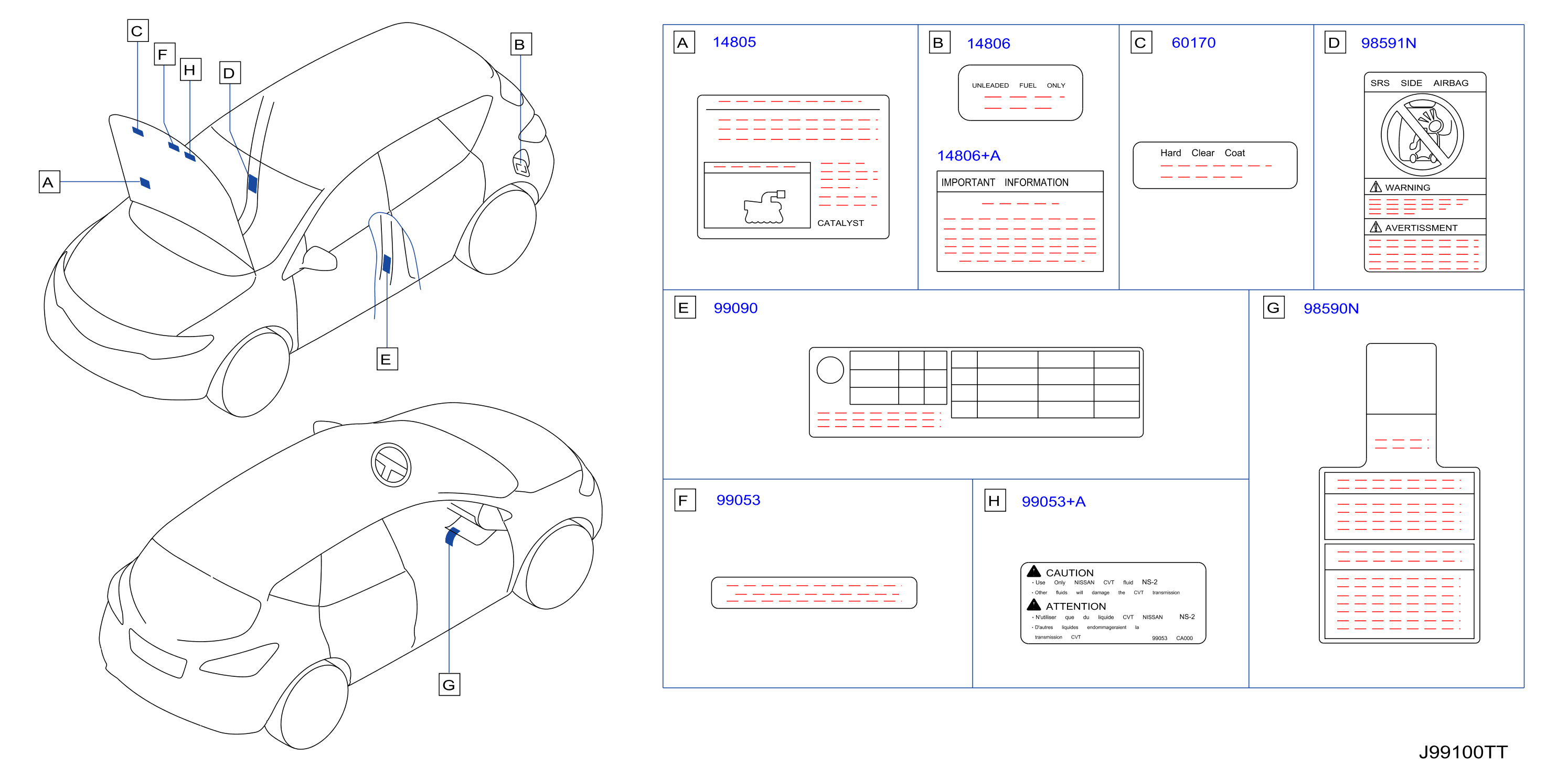 Diagram CAUTION PLATE & LABEL for your 2024 Nissan Altima   