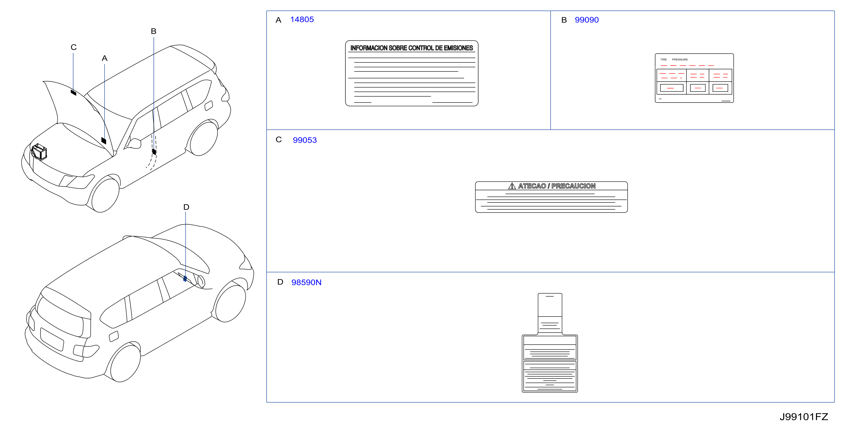 Diagram CAUTION PLATE & LABEL for your 2024 Nissan Altima   