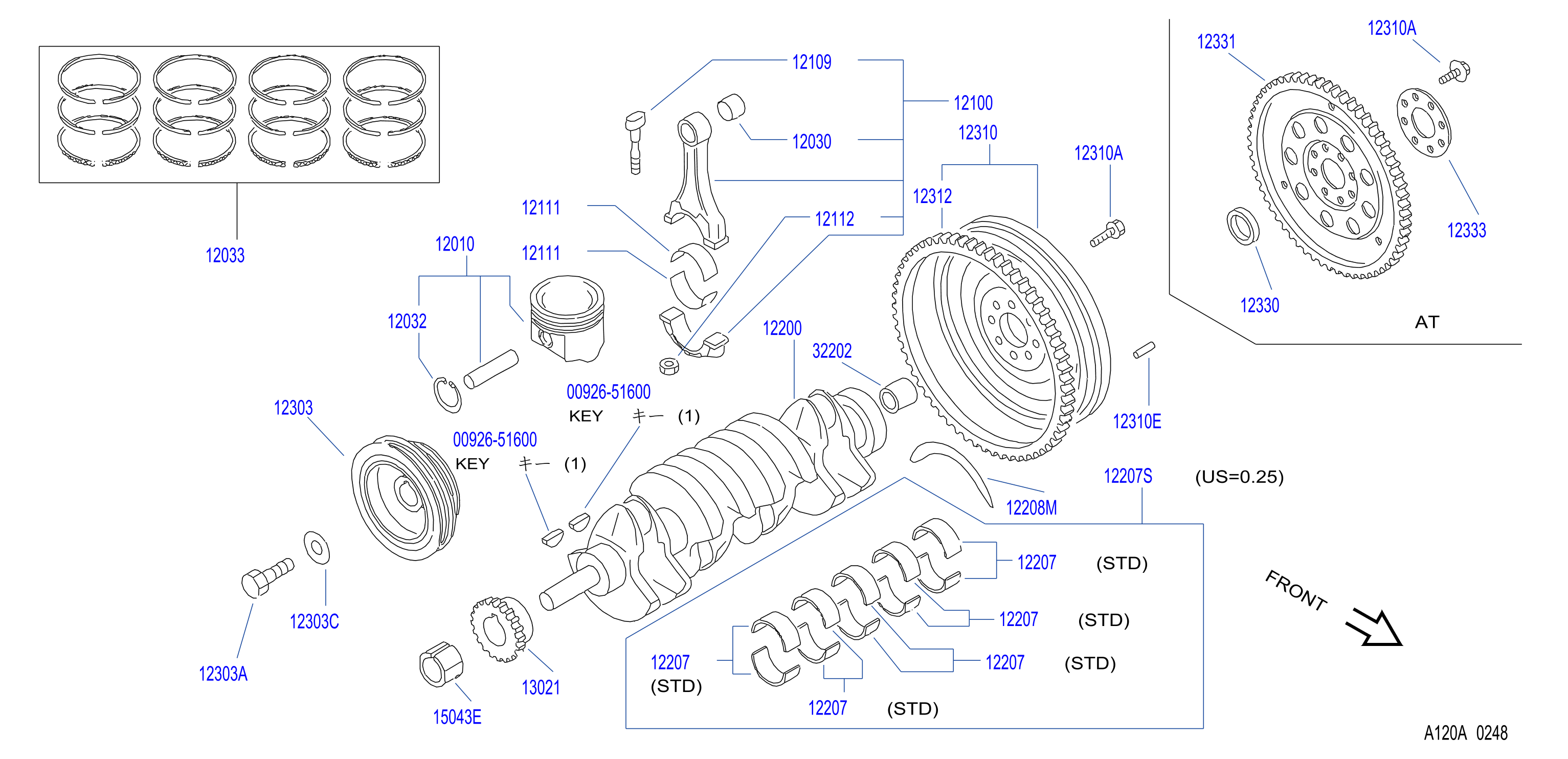 Diagram PISTON,CRANKSHAFT & FLYWHEEL for your INFINITI