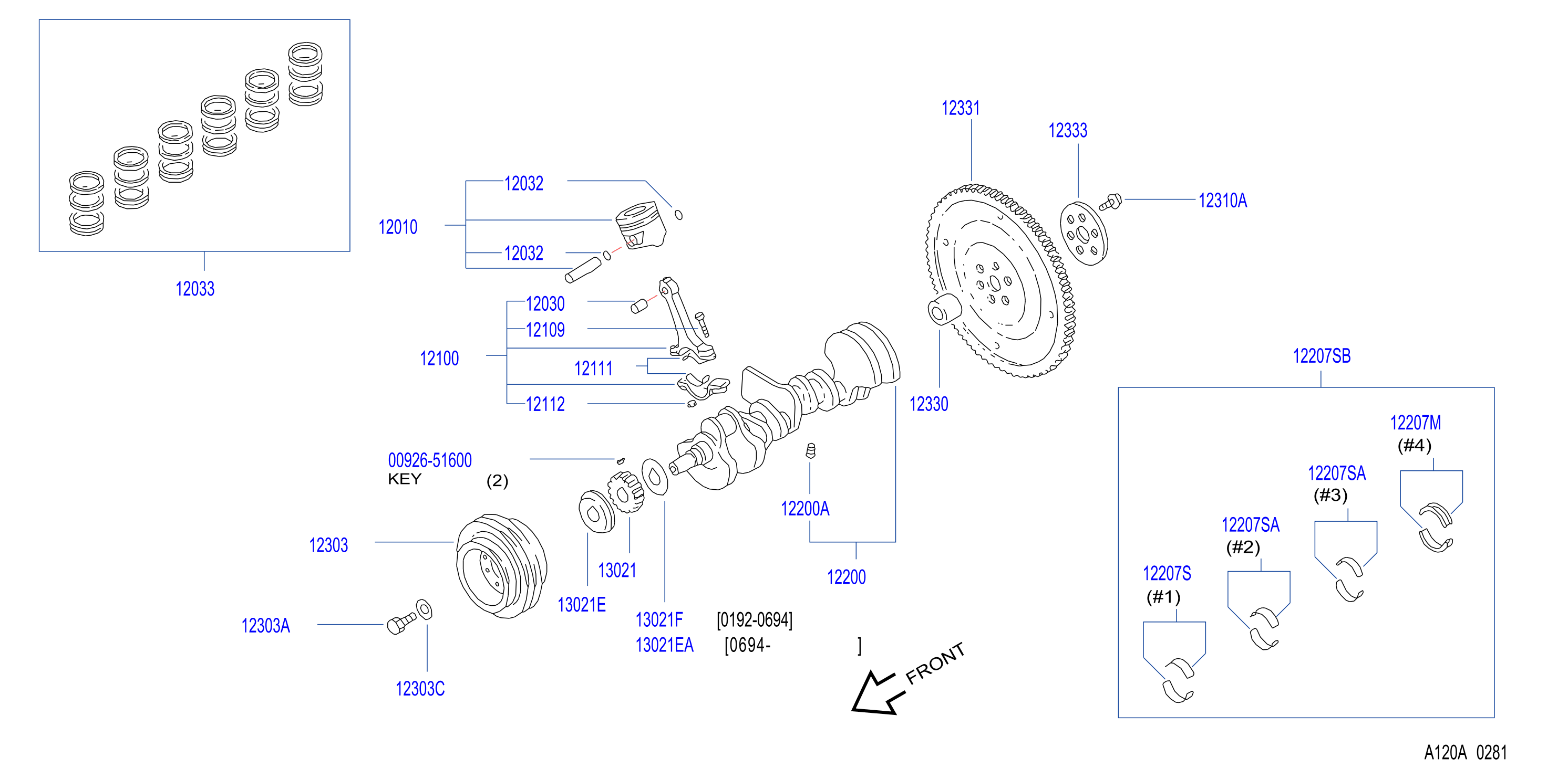 Diagram PISTON,CRANKSHAFT & FLYWHEEL for your INFINITI