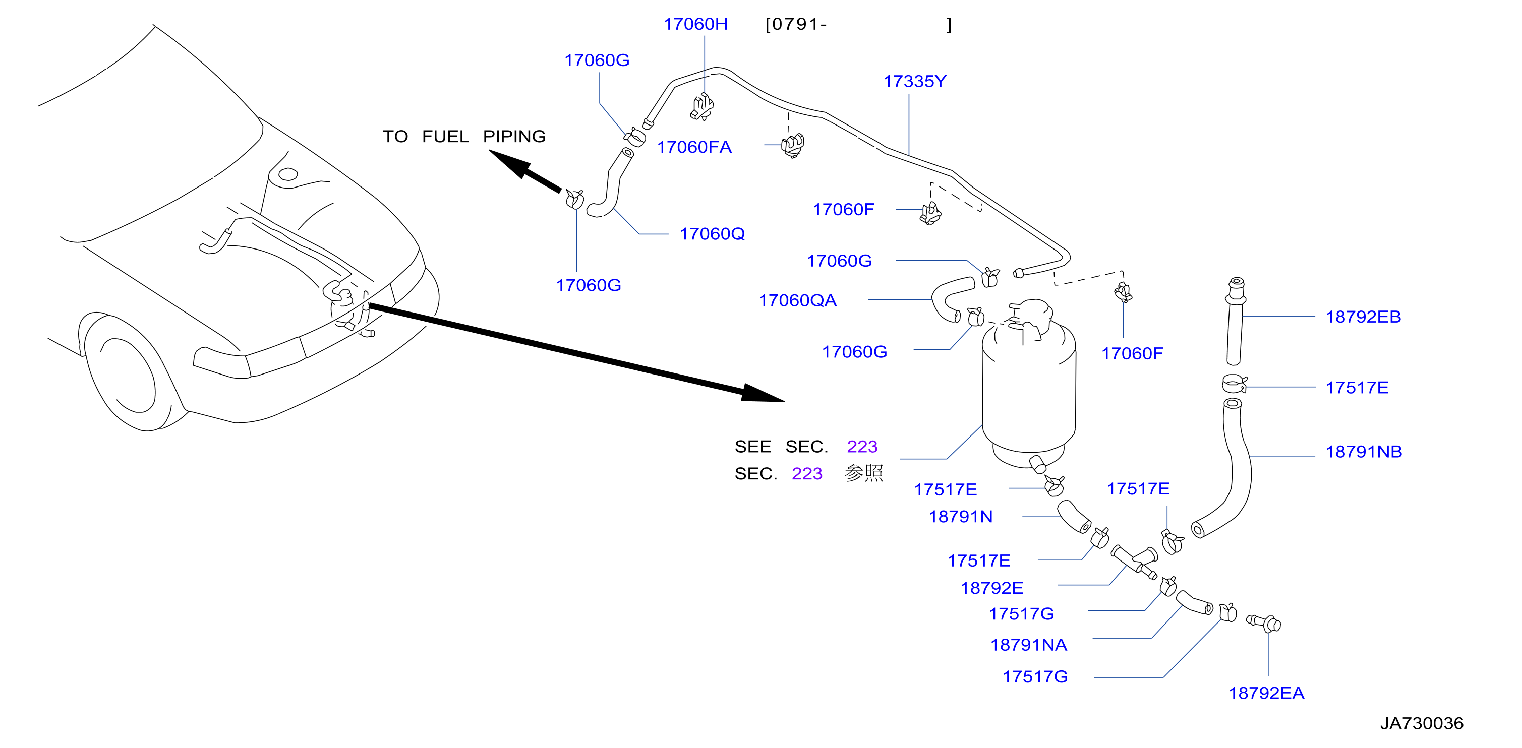 Diagram TUBERÍA DE COMBUSTIBLE for your 1989 Nissan Maxima SE/BOSE 3.0L V6 MT 