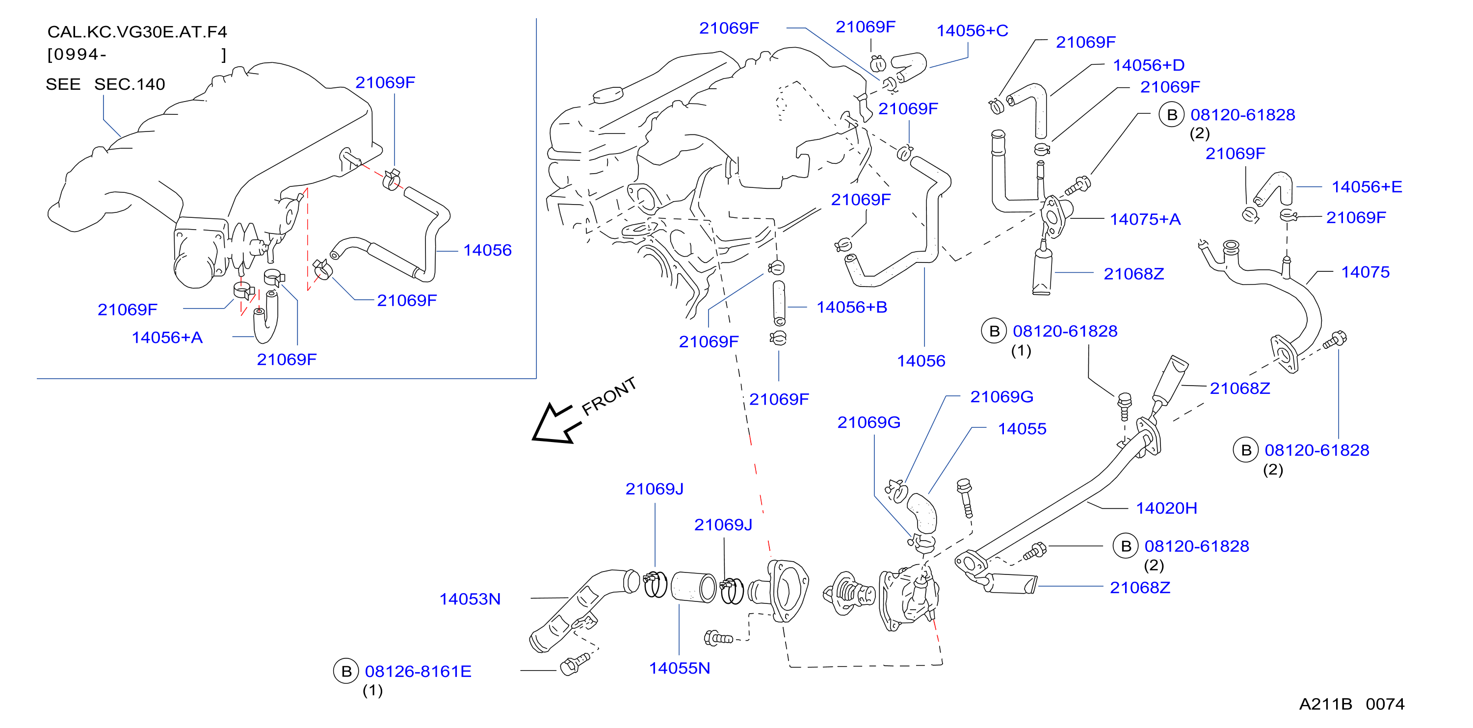 Diagram WATER HOSE & PIPING for your 2006 Nissan Armada   