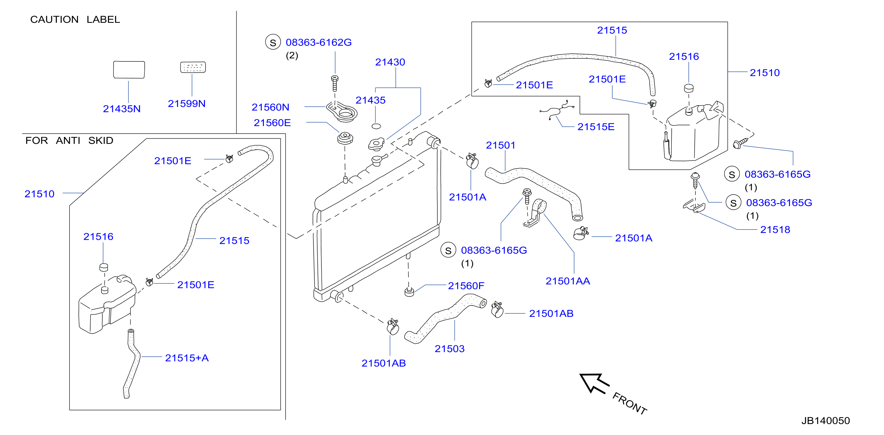Diagram RADIADOR, CUBIERTA & ENFRIAMIENT INVERSOR for your 1989 Nissan Maxima SE/BOSE 3.0L V6 MT 