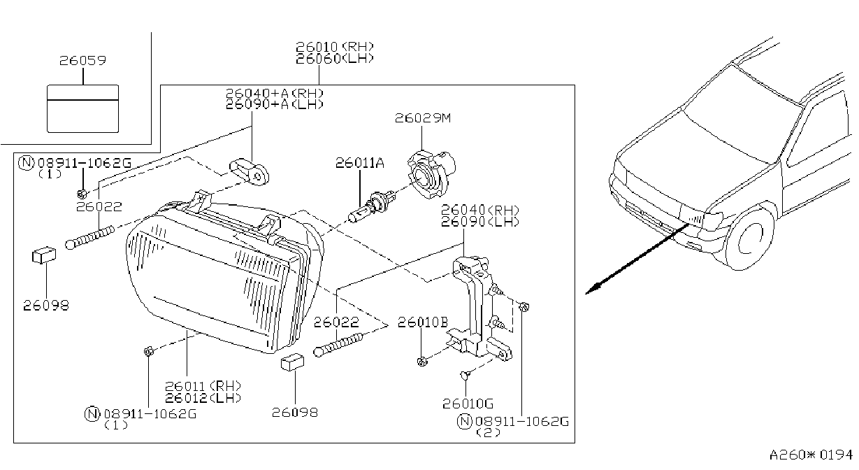 Full size assembly image of HEADLAMP (1/2)