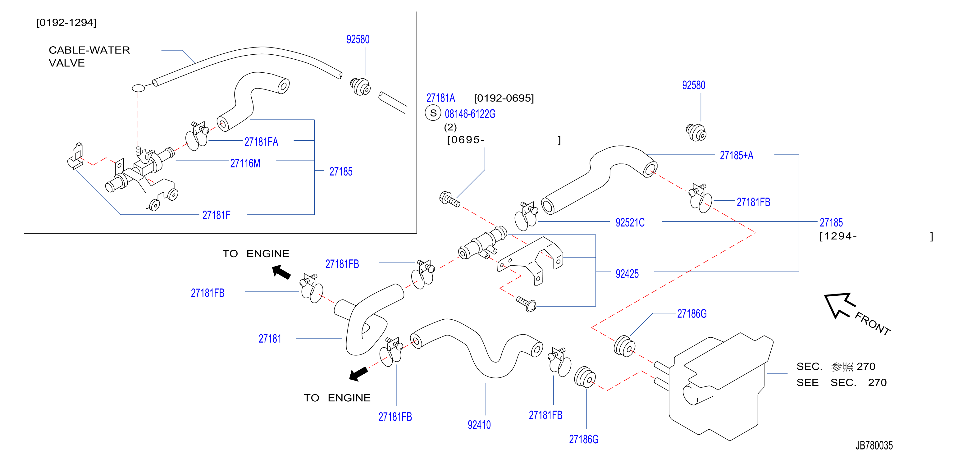 Diagram TUBERÍA DE CALEFACCIÓN for your 1993 INFINITI J30   